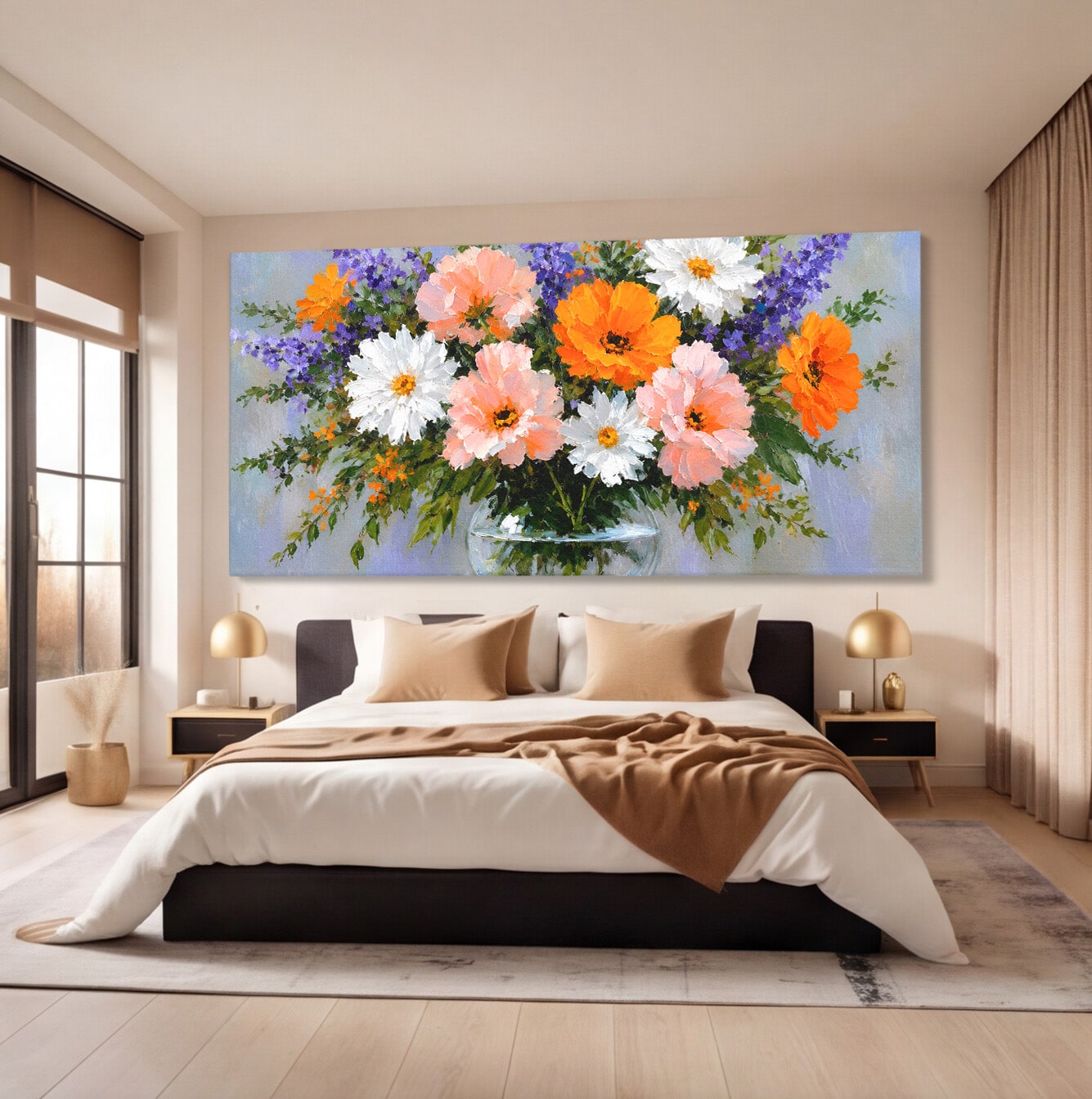 Tablou Canvas Premium LuxCanva® A1785, Buchet De Flori Pastelate, Flori, Vaza, Natura, Decor, Living, Dormitor, Culori Vibrante
