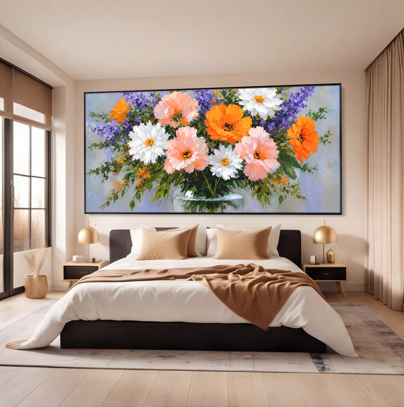Tablou Canvas Premium LuxCanva® A1785, Buchet De Flori Pastelate, Flori, Vaza, Natura, Decor, Living, Dormitor, Culori Vibrante