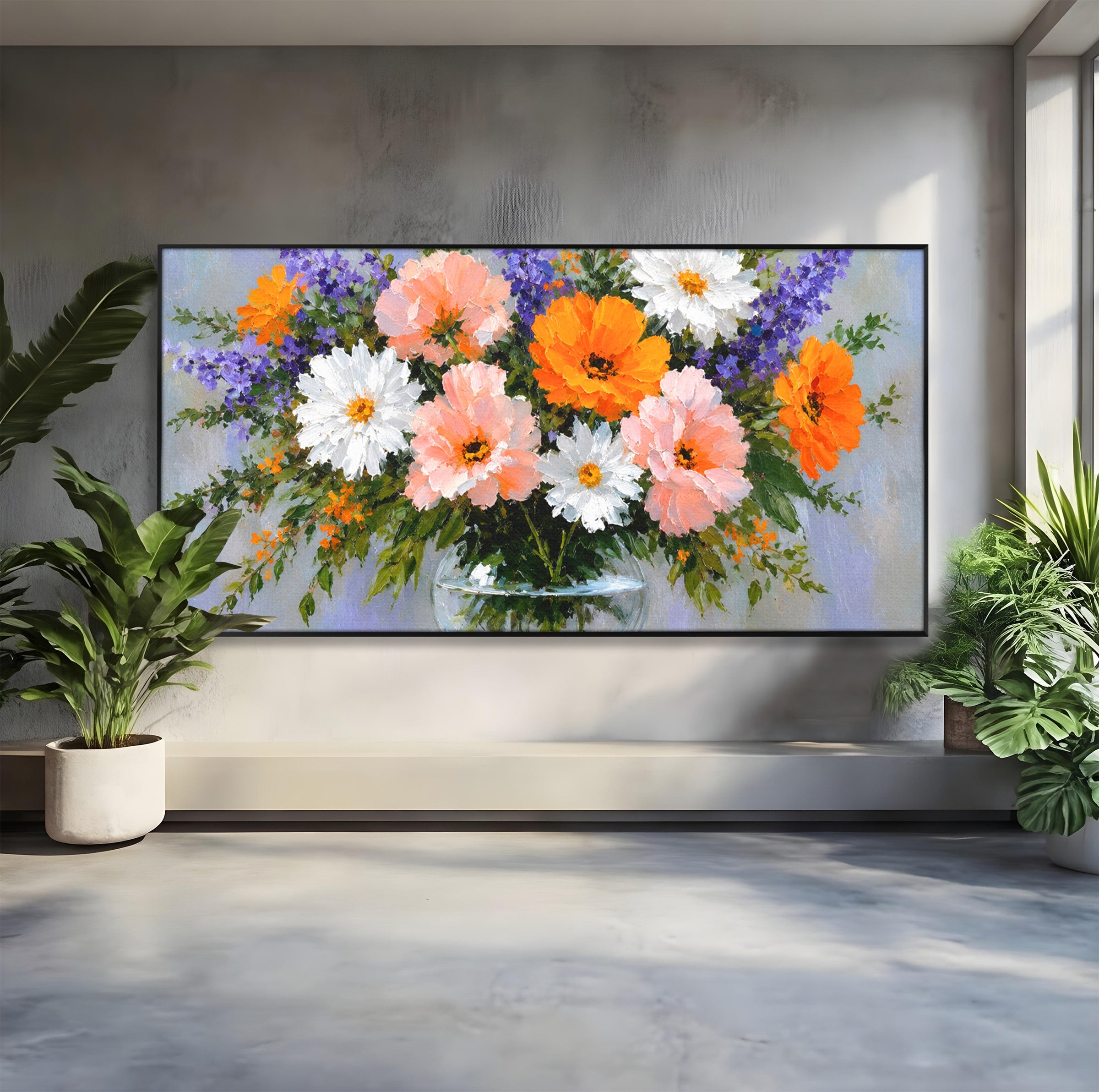 Tablou Canvas Premium LuxCanva® A1785, Buchet De Flori Pastelate, Flori, Vaza, Natura, Decor, Living, Dormitor, Culori Vibrante