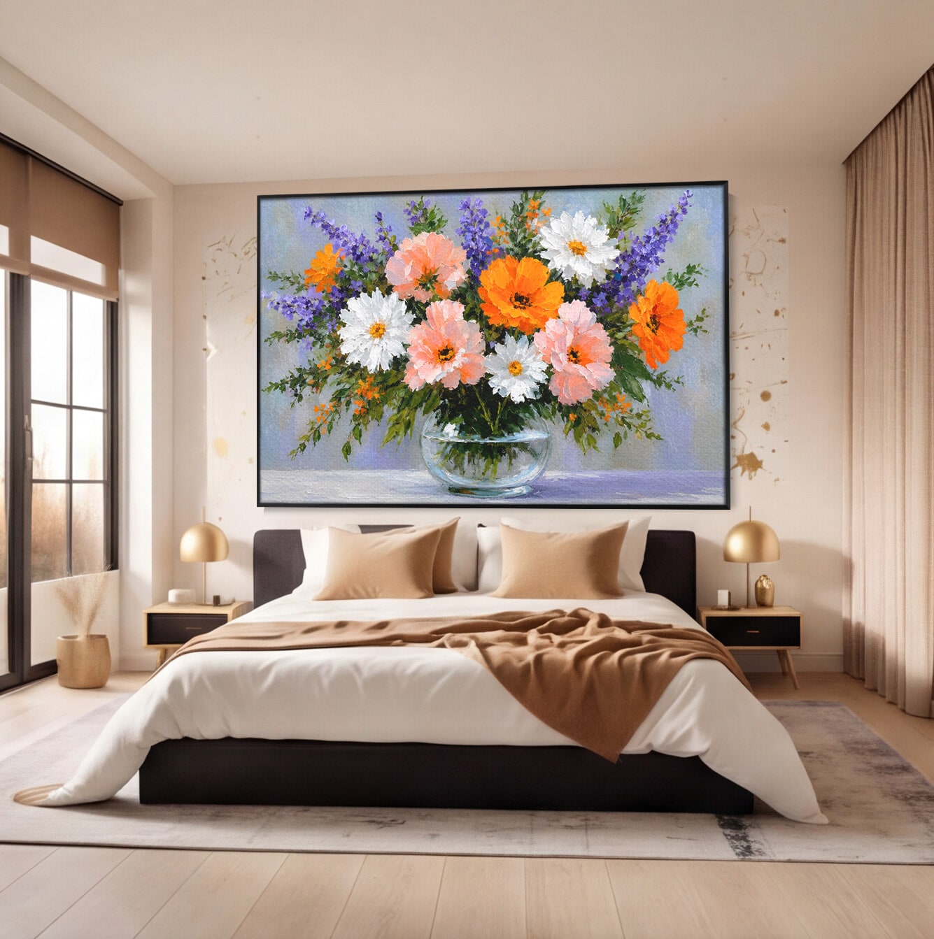 Tablou Canvas Premium LuxCanva® A1785, Buchet De Flori Pastelate, Flori, Vaza, Natura, Decor, Living, Dormitor, Culori Vibrante