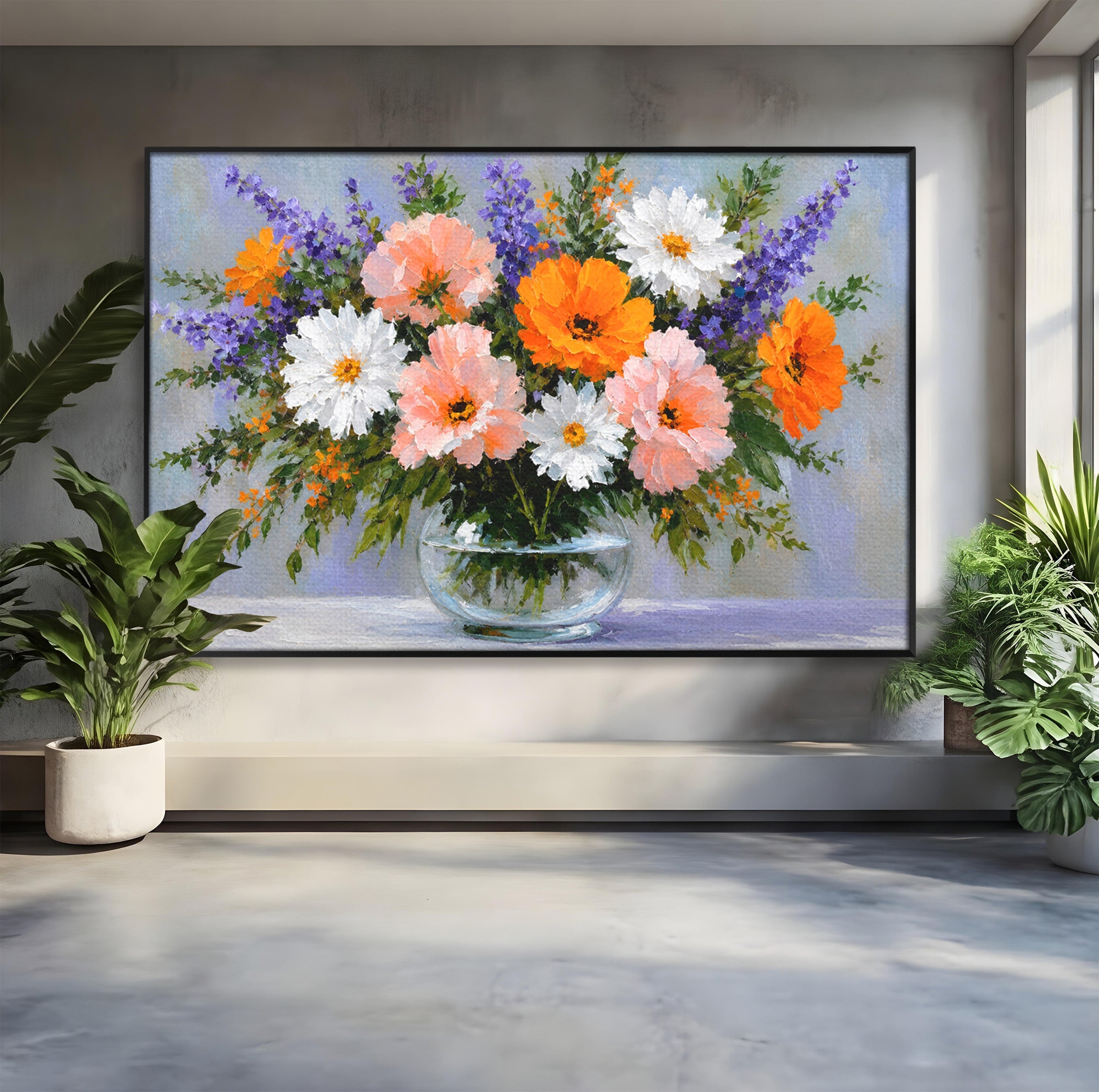 Tablou Canvas Premium LuxCanva® A1785, Buchet De Flori Pastelate, Flori, Vaza, Natura, Decor, Living, Dormitor, Culori Vibrante