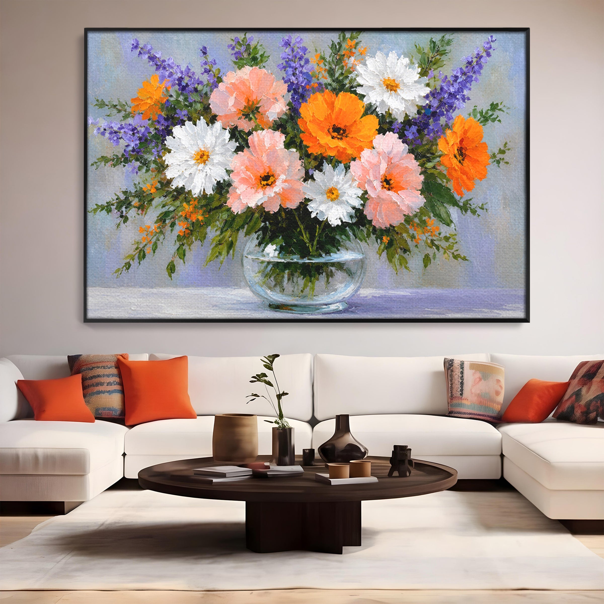 Tablou Canvas Premium LuxCanva® A1785, Buchet De Flori Pastelate, Flori, Vaza, Natura, Decor, Living, Dormitor, Culori Vibrante