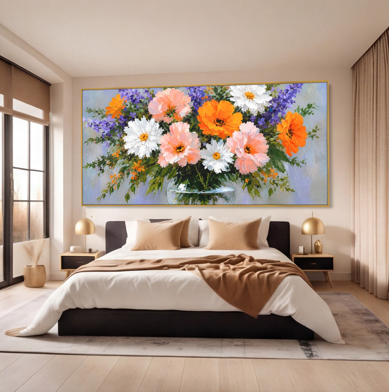 Tablou Canvas Premium LuxCanva® A1785, Buchet De Flori Pastelate, Flori, Vaza, Natura, Decor, Living, Dormitor, Culori Vibrante