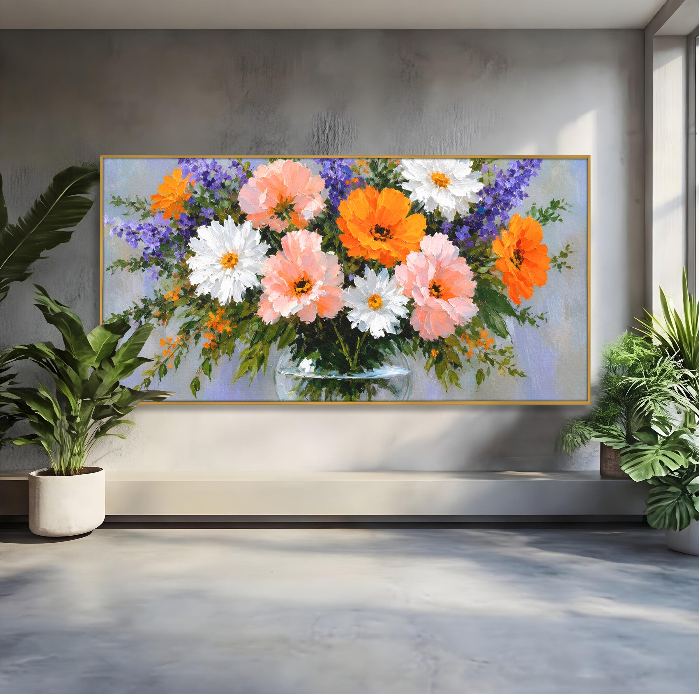 Tablou Canvas Premium LuxCanva® A1785, Buchet De Flori Pastelate, Flori, Vaza, Natura, Decor, Living, Dormitor, Culori Vibrante