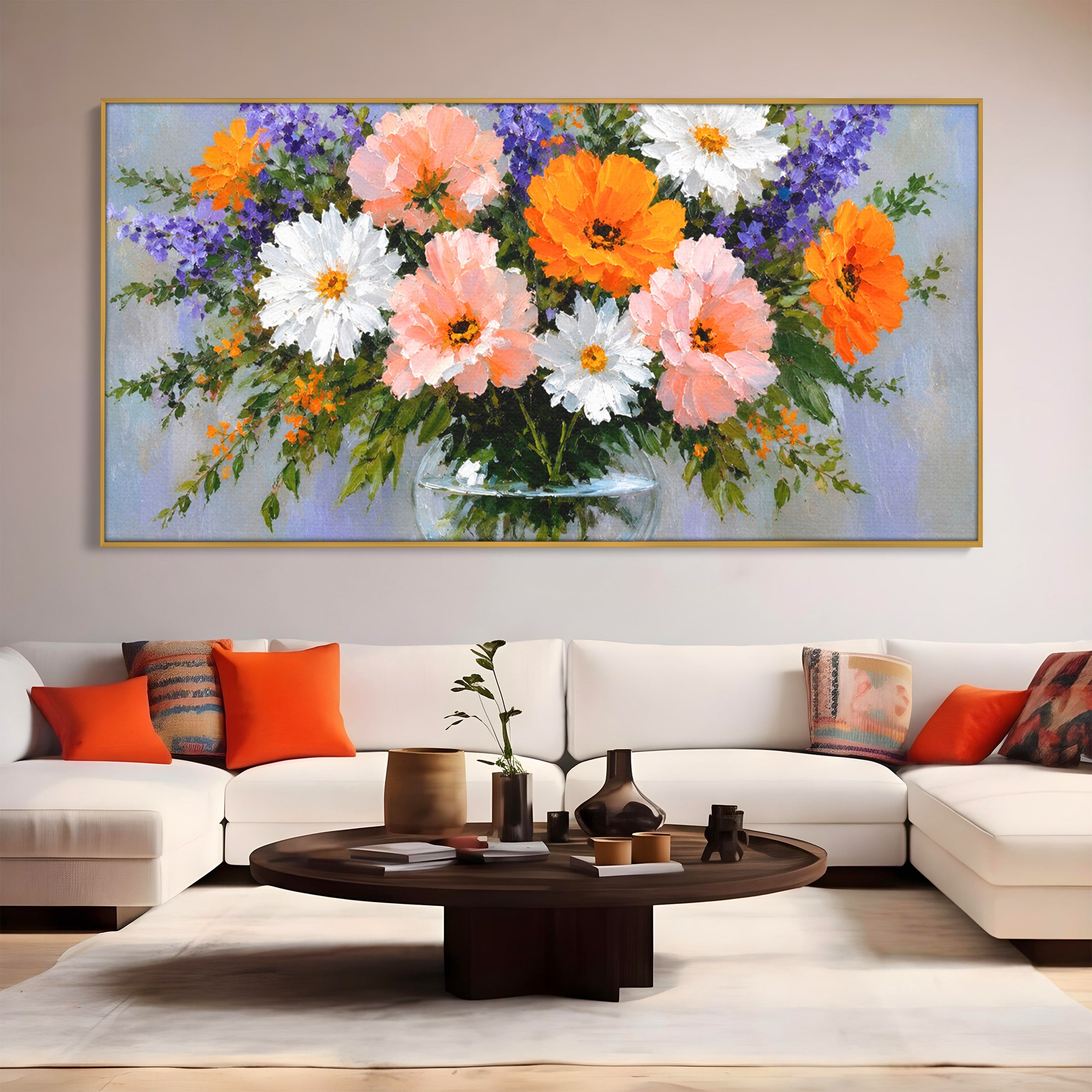 Tablou Canvas Premium LuxCanva® A1785, Buchet De Flori Pastelate, Flori, Vaza, Natura, Decor, Living, Dormitor, Culori Vibrante