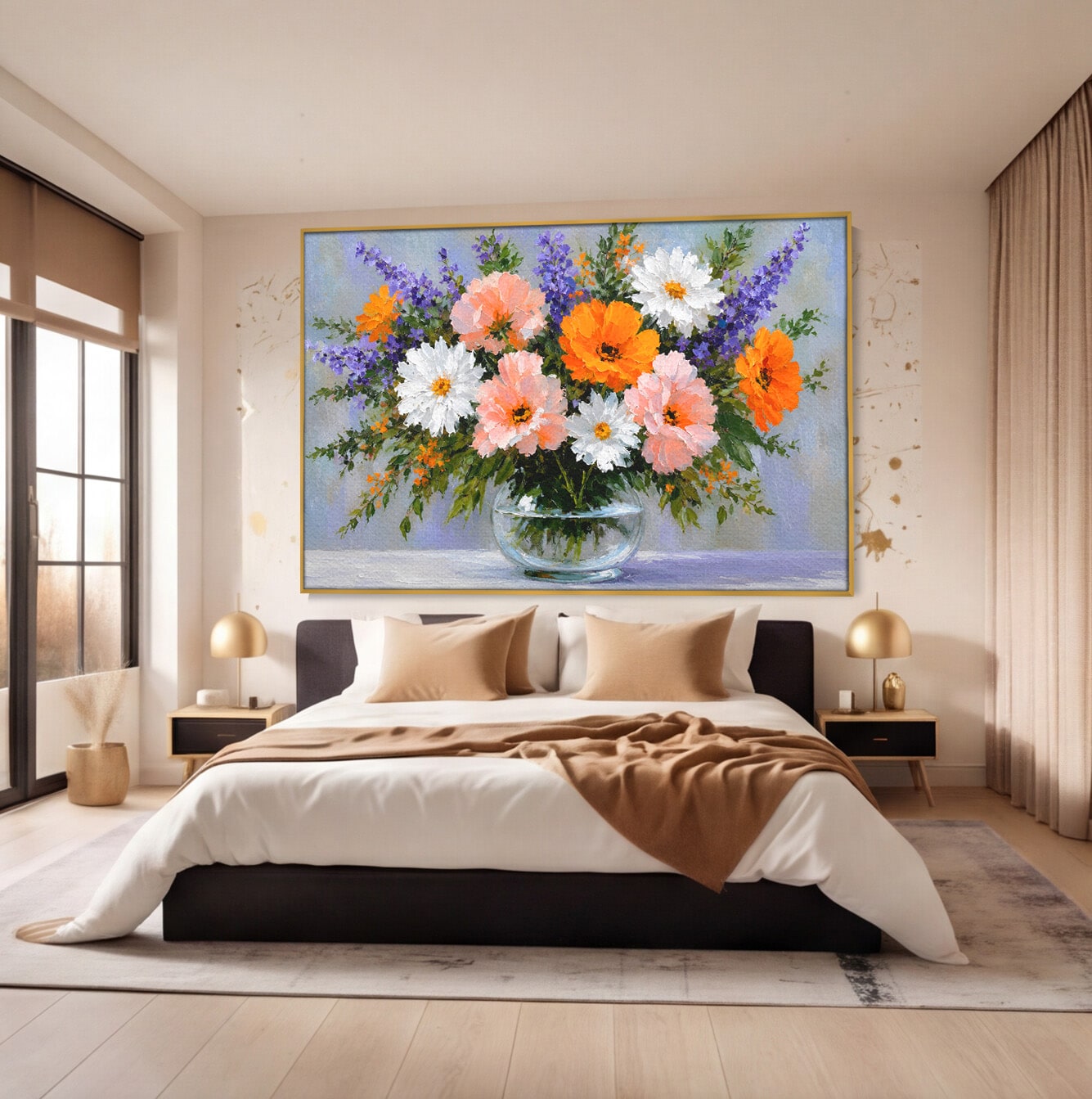 Tablou Canvas Premium LuxCanva® A1785, Buchet De Flori Pastelate, Flori, Vaza, Natura, Decor, Living, Dormitor, Culori Vibrante
