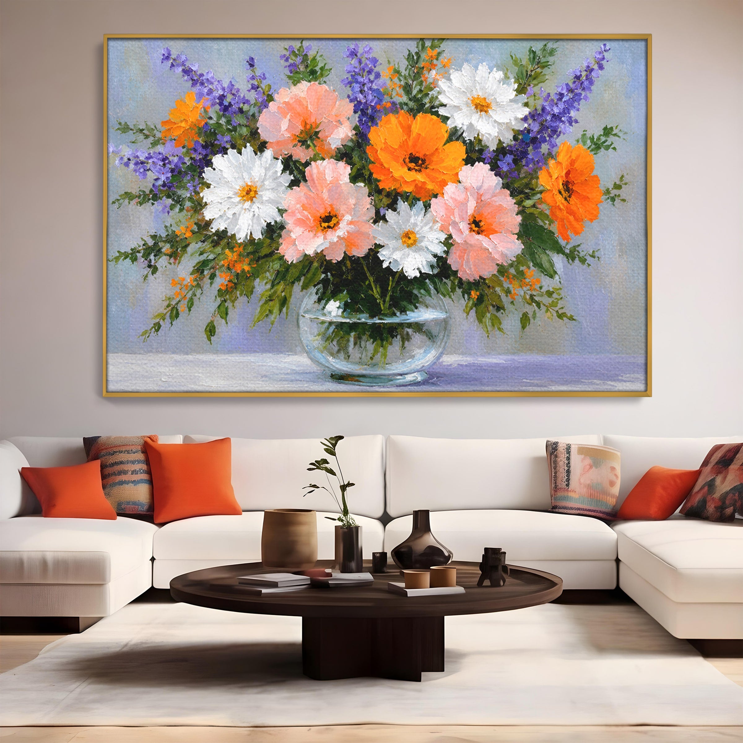 Tablou Canvas Premium LuxCanva® A1785, Buchet De Flori Pastelate, Flori, Vaza, Natura, Decor, Living, Dormitor, Culori Vibrante