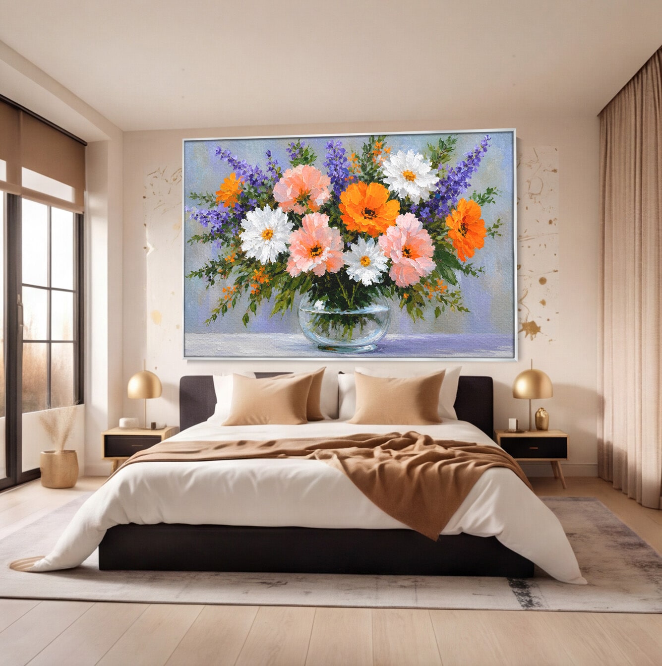 Tablou Canvas Premium LuxCanva® A1785, Buchet De Flori Pastelate, Flori, Vaza, Natura, Decor, Living, Dormitor, Culori Vibrante