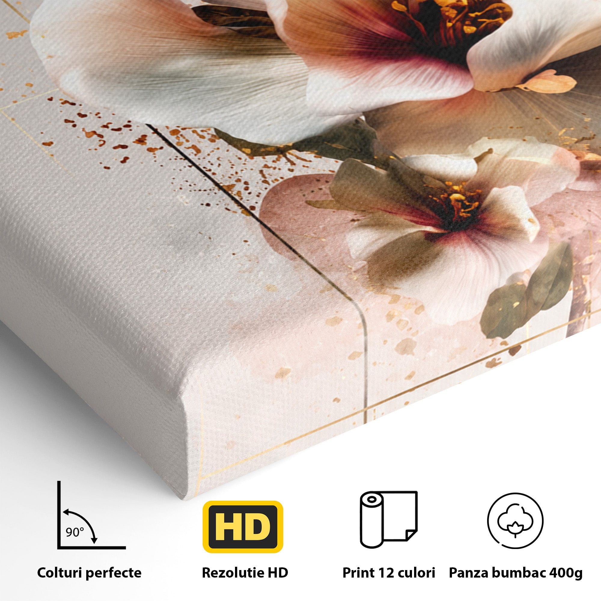 Tablou Canvas Premium LuxCanva® A1787, Flori Delicate, Flori, Natura, Abstract, Eleganta, Living, Culori Vibrante