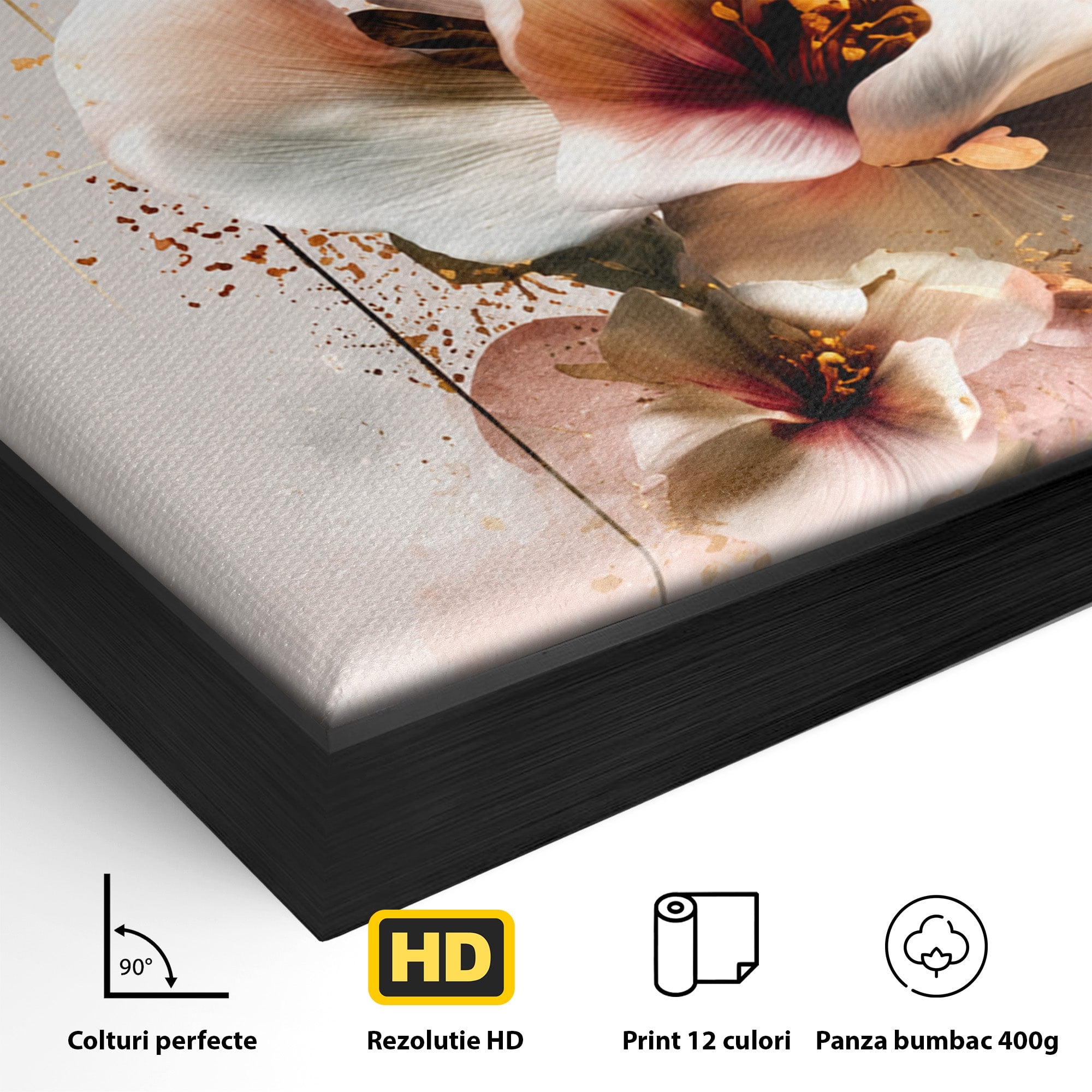 Tablou Canvas Premium LuxCanva® A1787, Flori Delicate, Flori, Natura, Abstract, Eleganta, Living, Culori Vibrante
