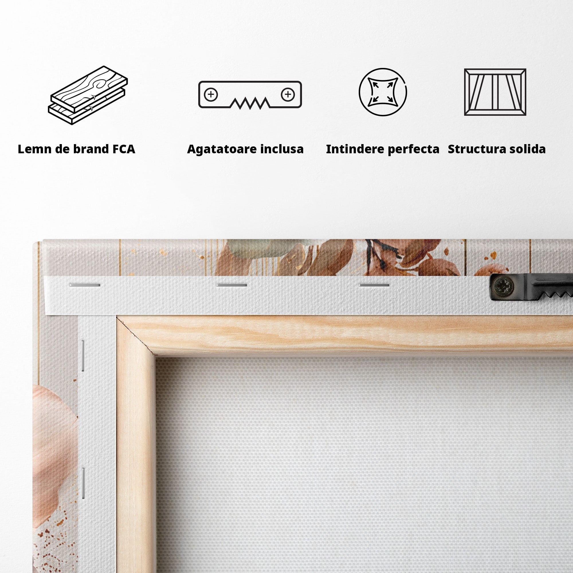 Tablou Canvas Premium LuxCanva® A1787, Flori Delicate, Flori, Natura, Abstract, Eleganta, Living, Culori Vibrante