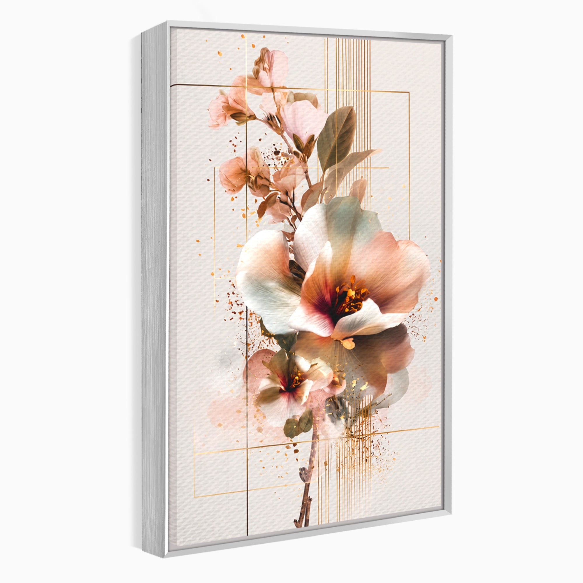 Tablou Canvas Premium LuxCanva® A1787, Flori Delicate, Flori, Natura, Abstract, Eleganta, Living, Culori Vibrante
