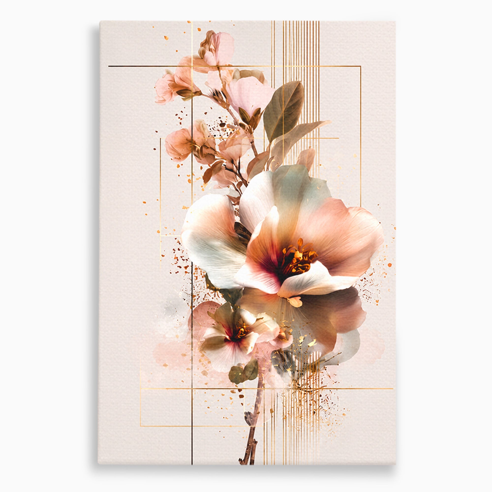 Tablou Canvas Premium LuxCanva® A1787, Flori Delicate, Flori, Natura, Abstract, Eleganta, Living, Culori Vibrante