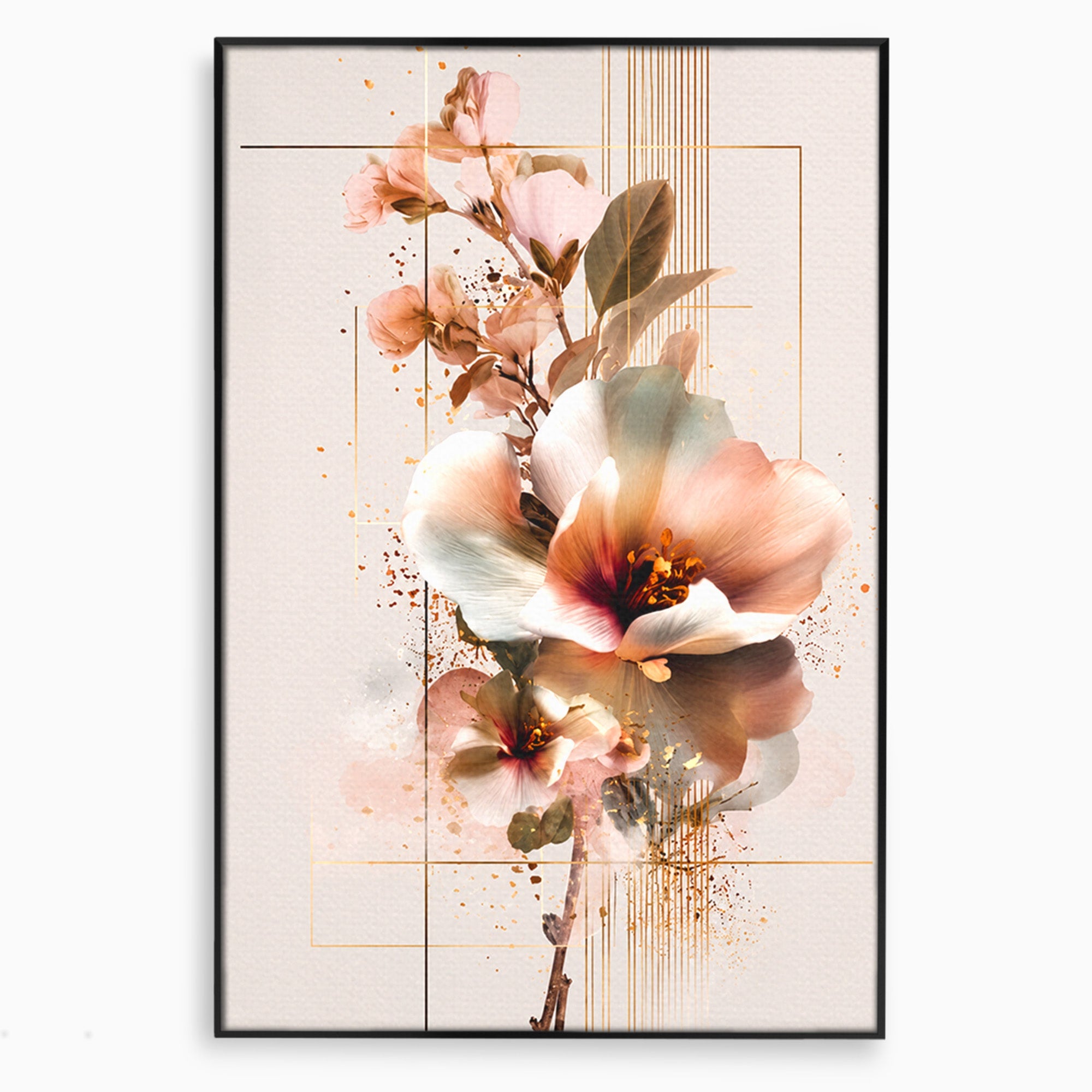 Tablou Canvas Premium LuxCanva® A1787, Flori Delicate, Flori, Natura, Abstract, Eleganta, Living, Culori Vibrante