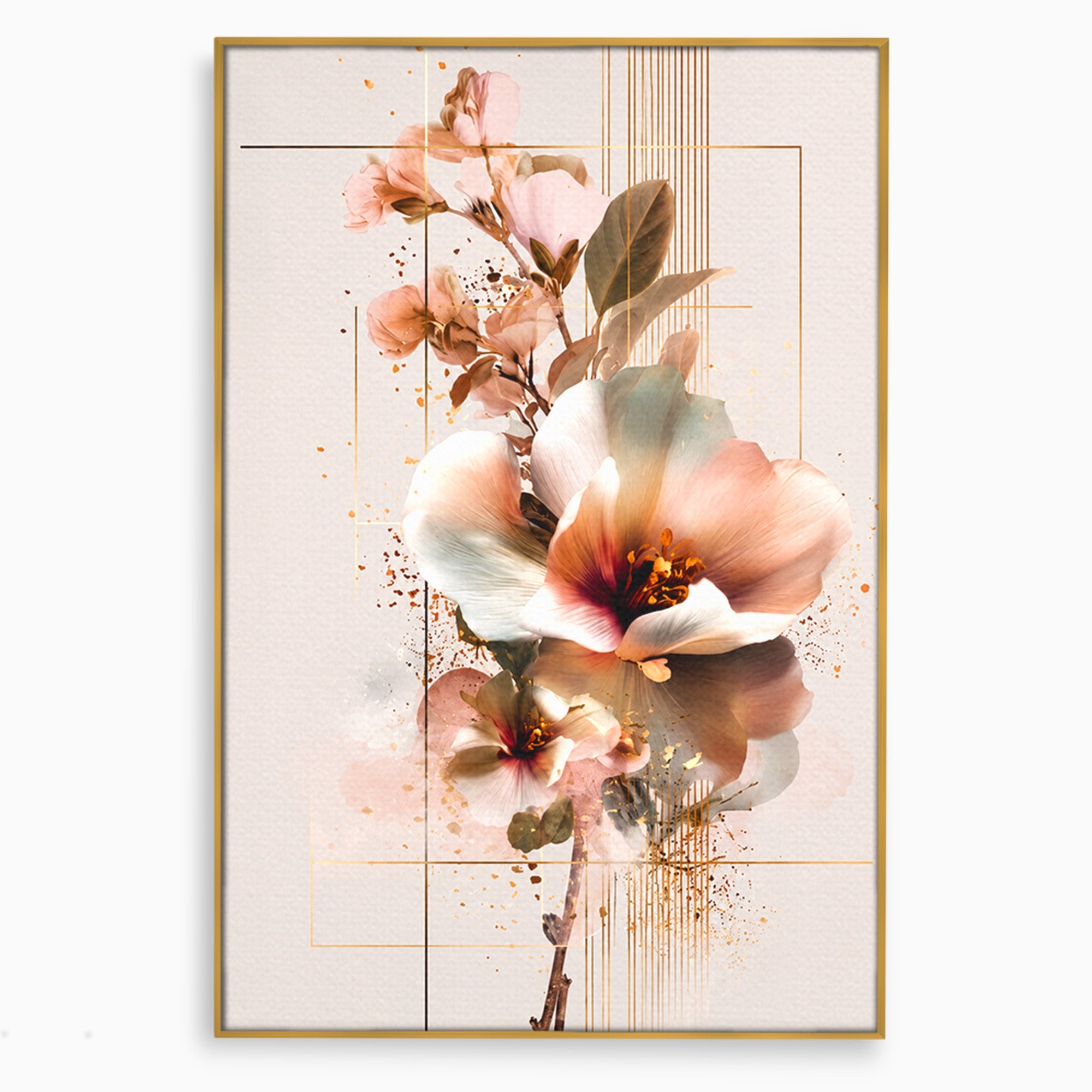 Tablou Canvas Premium LuxCanva® A1787, Flori Delicate, Flori, Natura, Abstract, Eleganta, Living, Culori Vibrante