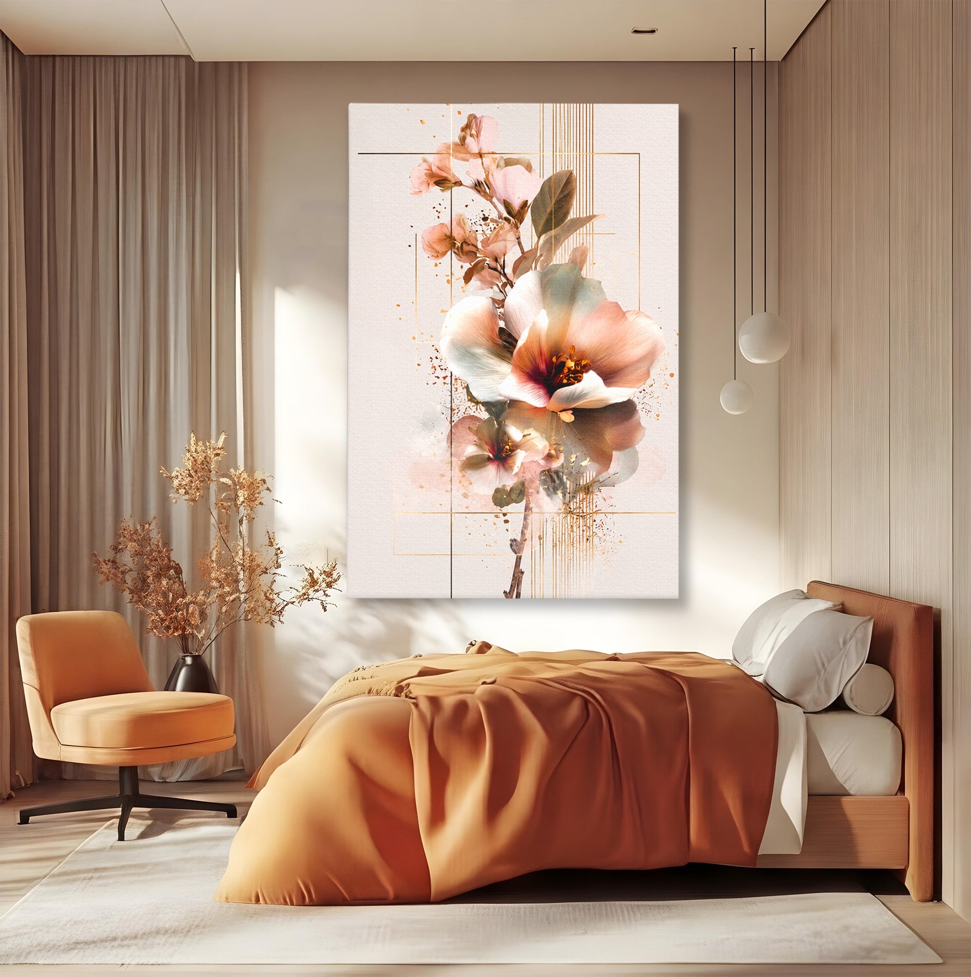 Tablou Canvas Premium LuxCanva® A1787, Flori Delicate, Flori, Natura, Abstract, Eleganta, Living, Culori Vibrante