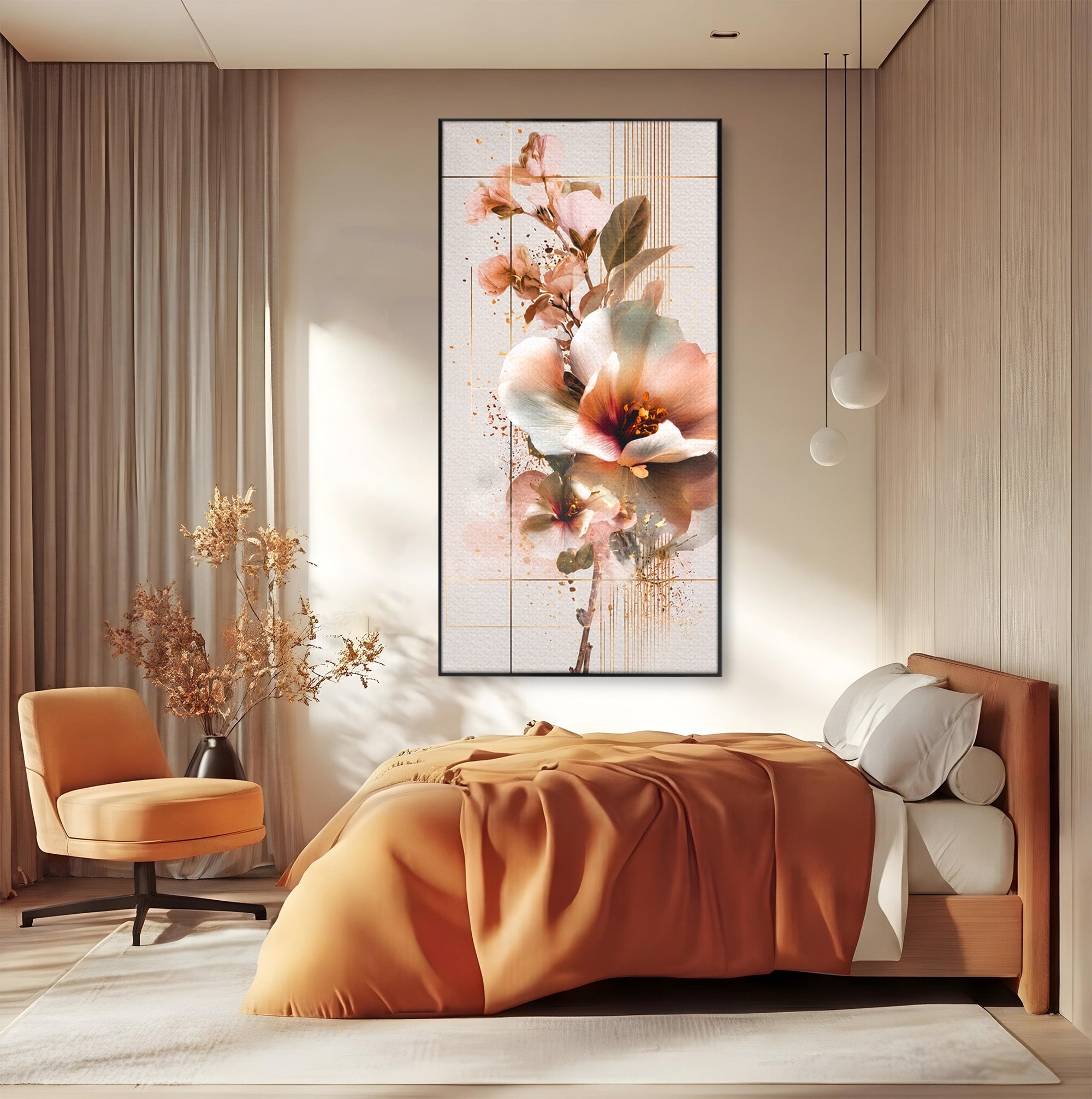 Tablou Canvas Premium LuxCanva® A1787, Flori Delicate, Flori, Natura, Abstract, Eleganta, Living, Culori Vibrante