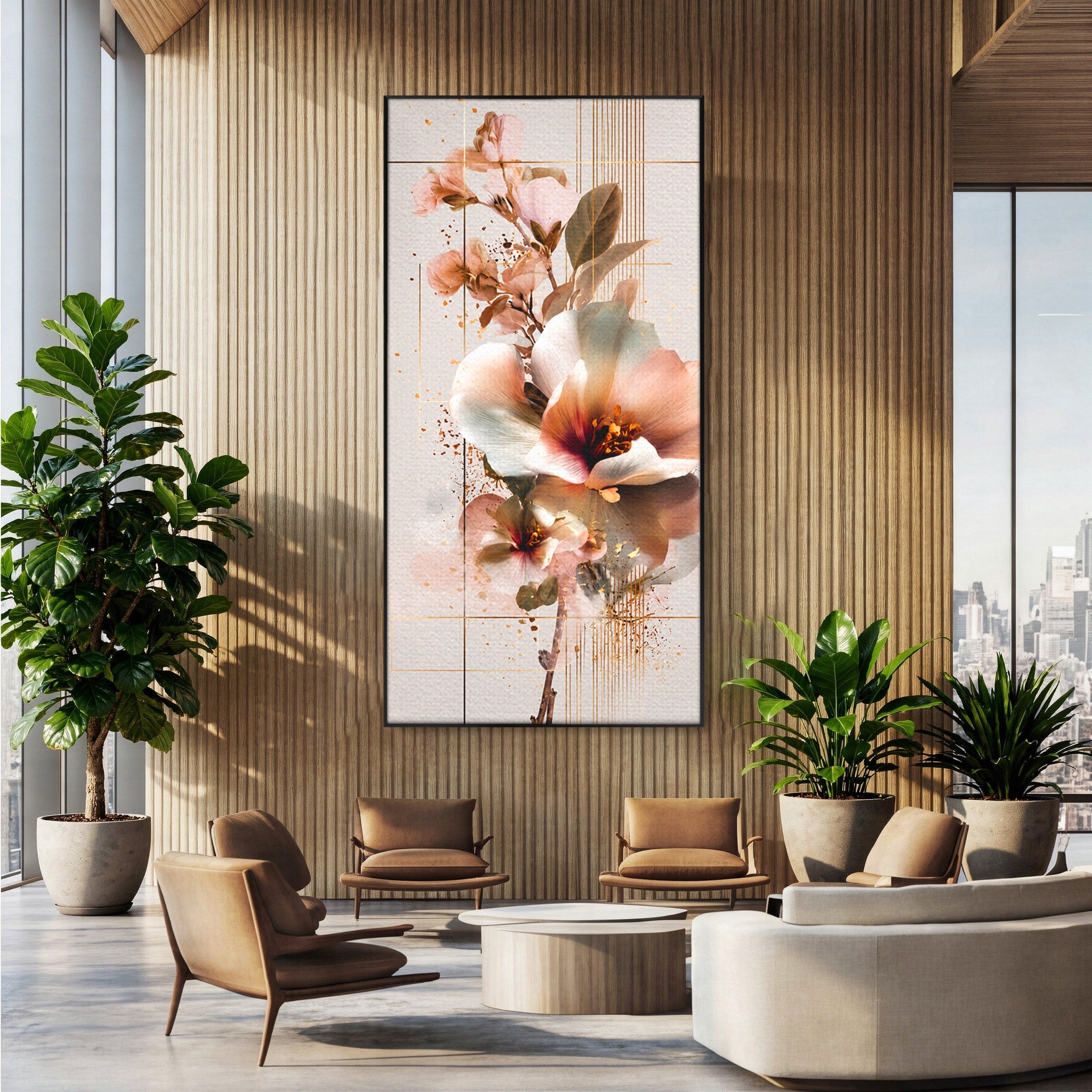 Tablou Canvas Premium LuxCanva® A1787, Flori Delicate, Flori, Natura, Abstract, Eleganta, Living, Culori Vibrante