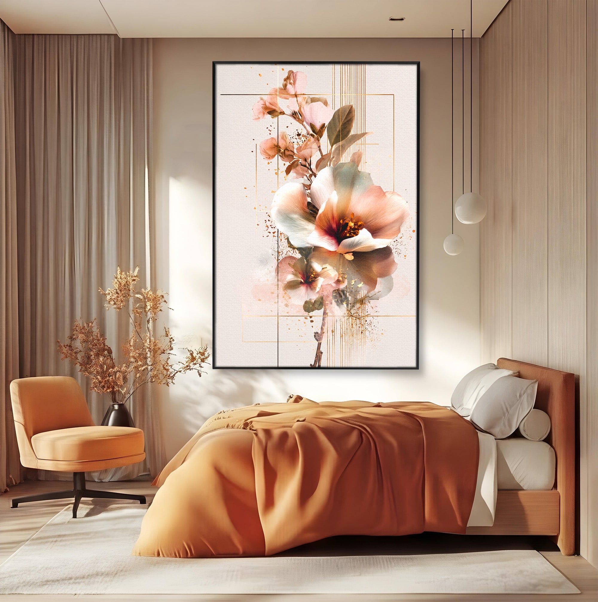 Tablou Canvas Premium LuxCanva® A1787, Flori Delicate, Flori, Natura, Abstract, Eleganta, Living, Culori Vibrante