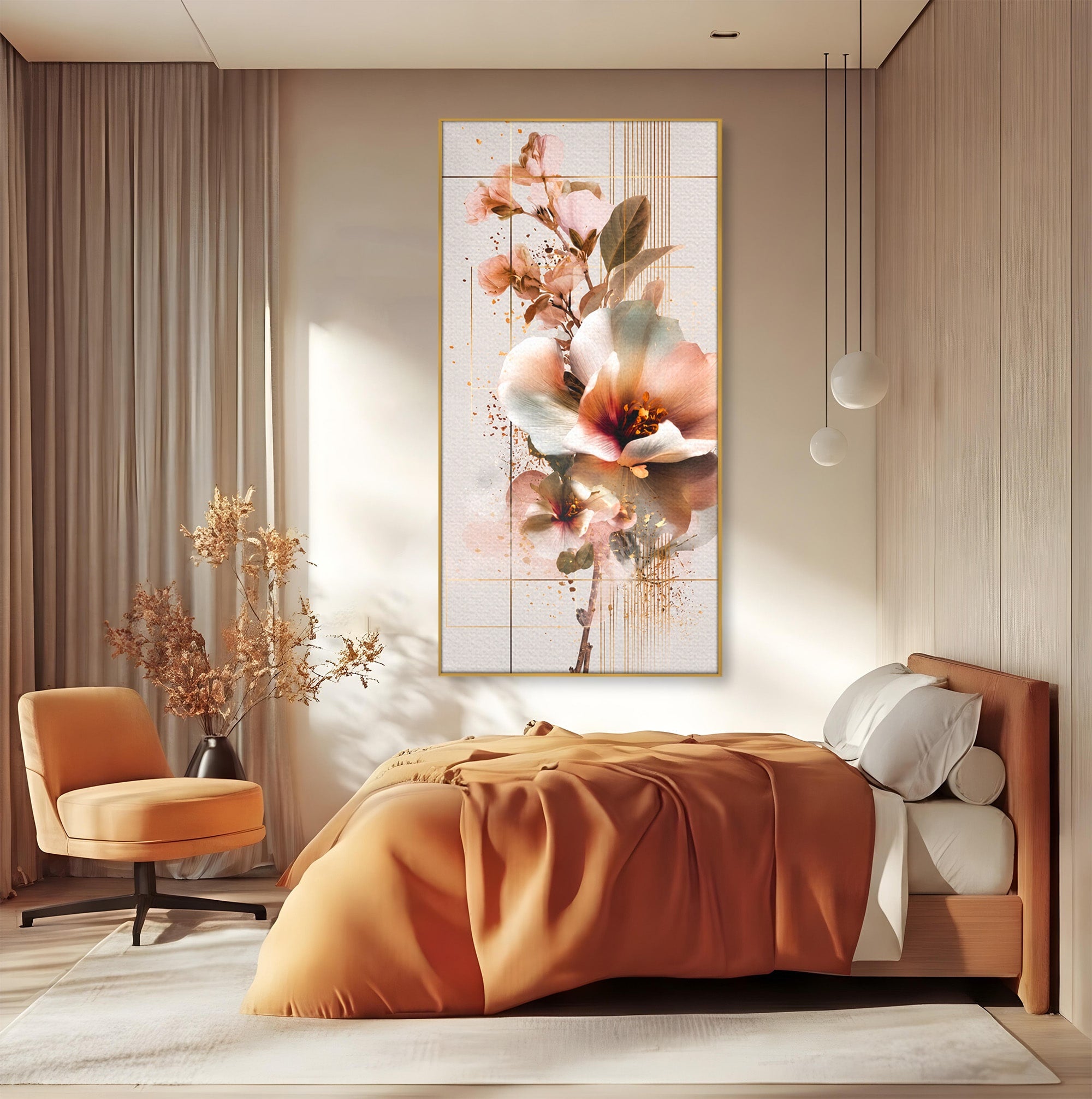 Tablou Canvas Premium LuxCanva® A1787, Flori Delicate, Flori, Natura, Abstract, Eleganta, Living, Culori Vibrante