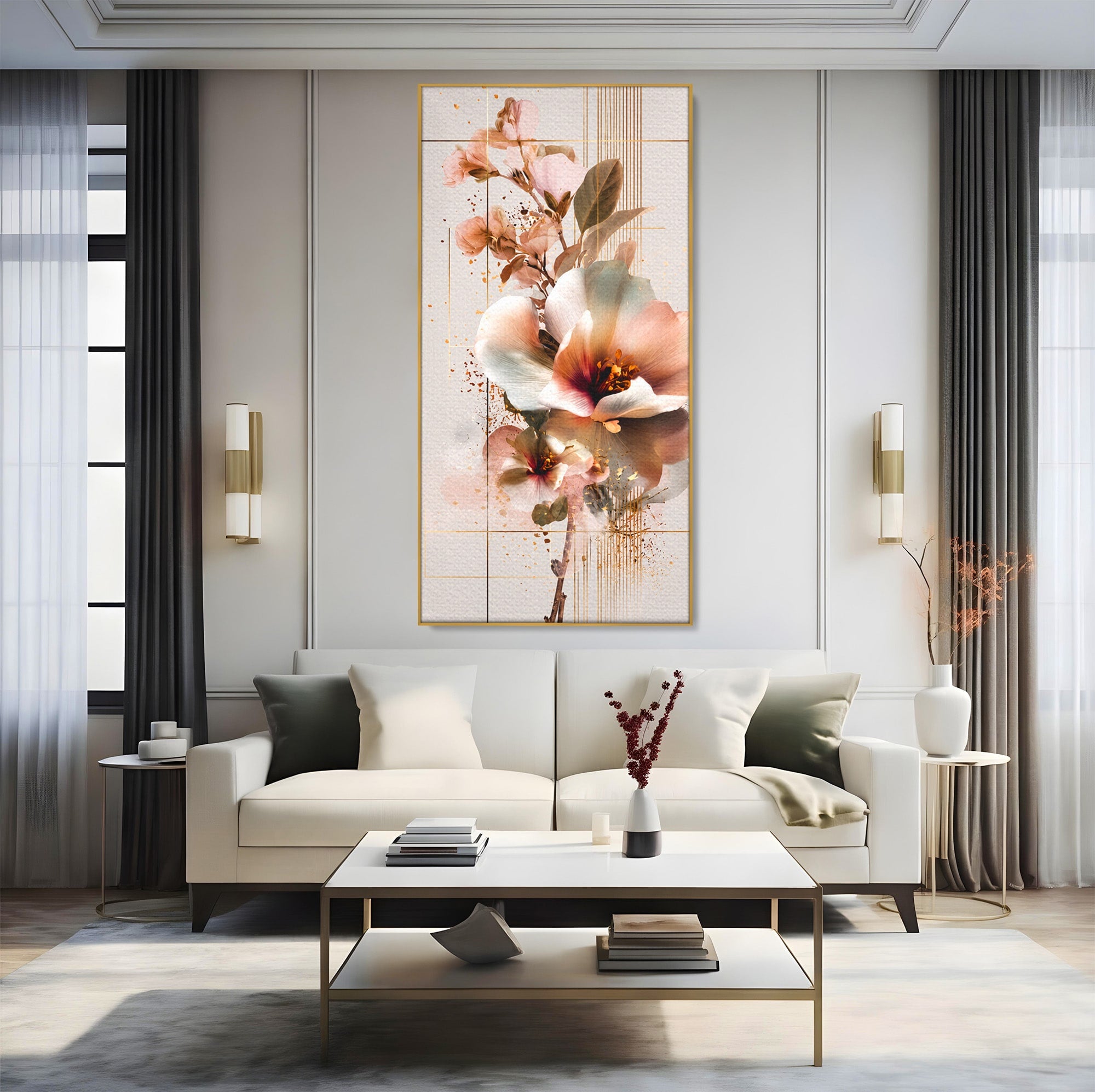 Tablou Canvas Premium LuxCanva® A1787, Flori Delicate, Flori, Natura, Abstract, Eleganta, Living, Culori Vibrante