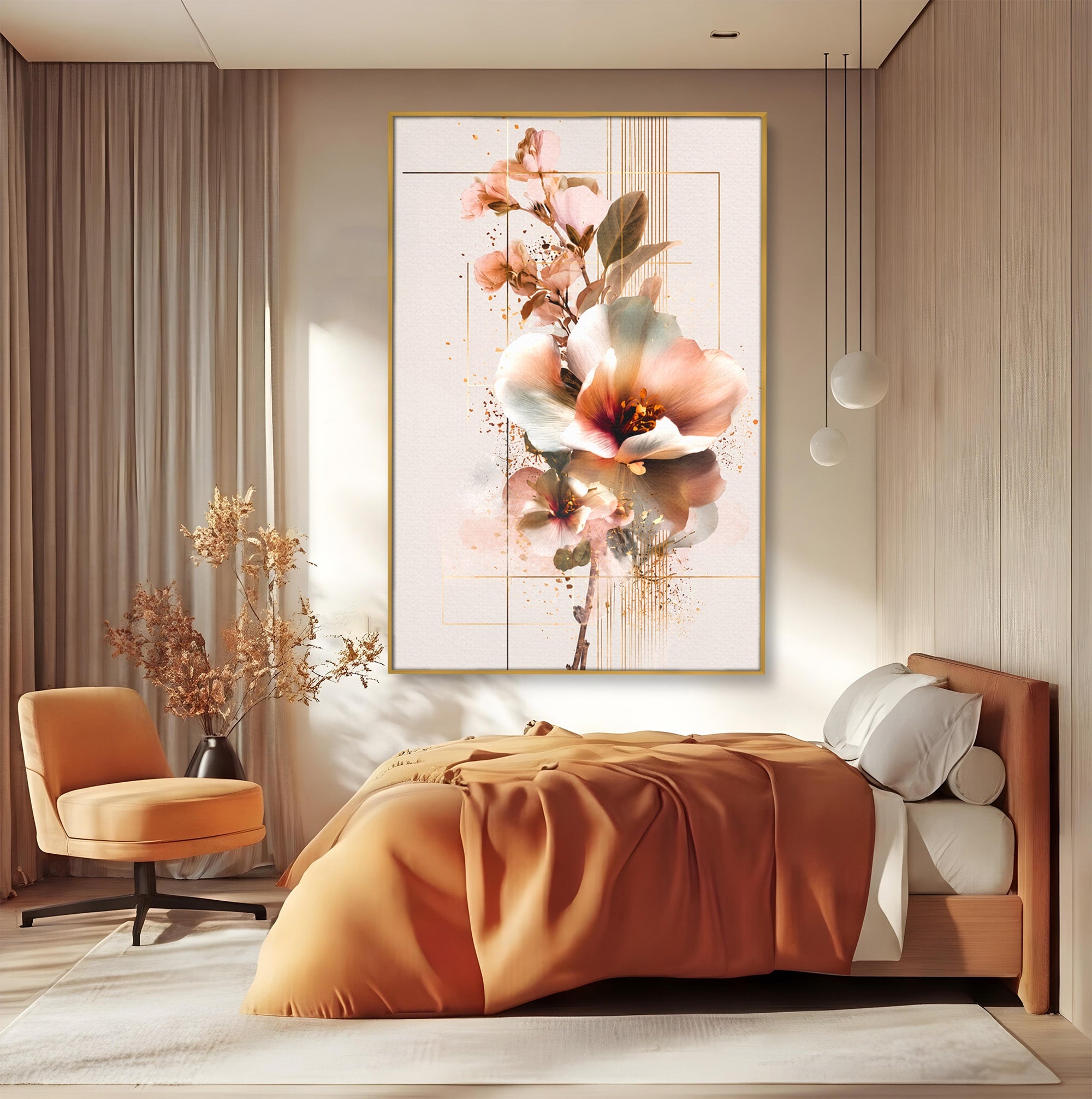 Tablou Canvas Premium LuxCanva® A1787, Flori Delicate, Flori, Natura, Abstract, Eleganta, Living, Culori Vibrante