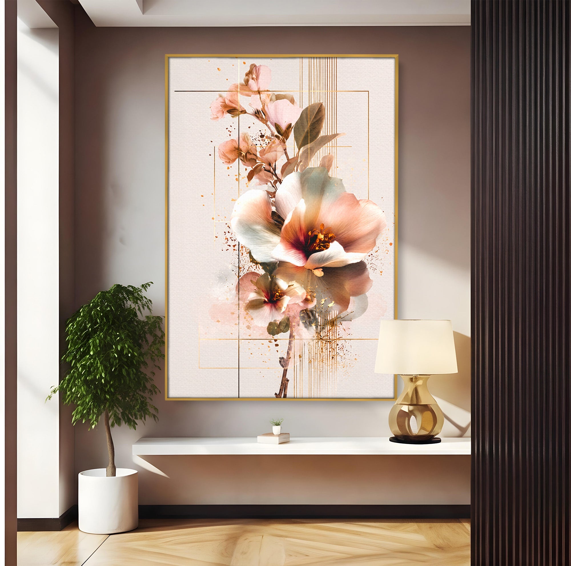 Tablou Canvas Premium LuxCanva® A1787, Flori Delicate, Flori, Natura, Abstract, Eleganta, Living, Culori Vibrante