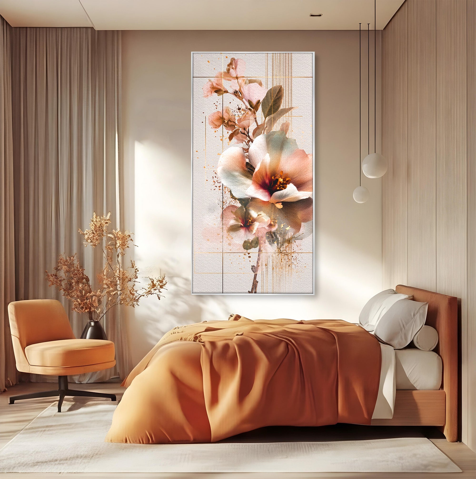 Tablou Canvas Premium LuxCanva® A1787, Flori Delicate, Flori, Natura, Abstract, Eleganta, Living, Culori Vibrante