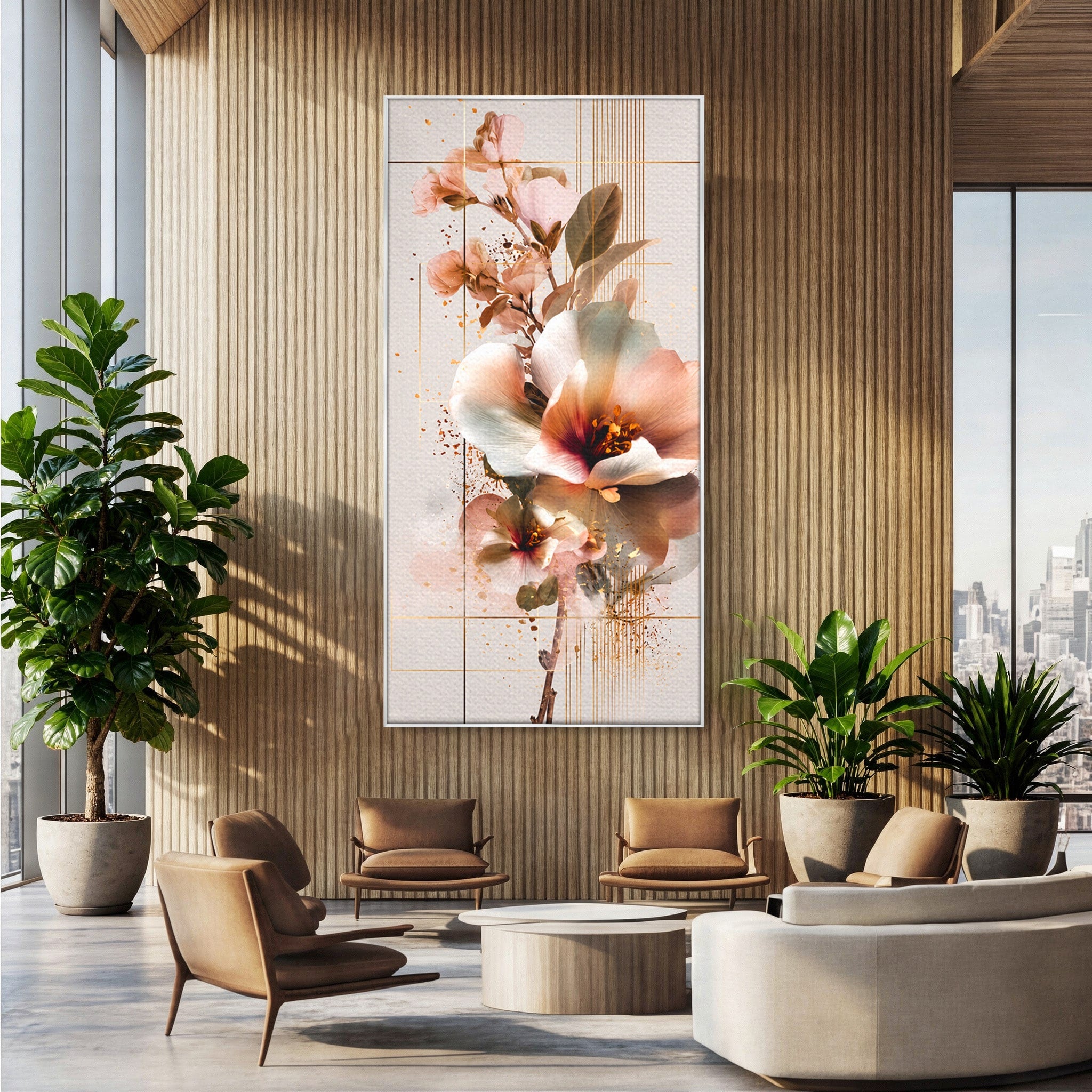 Tablou Canvas Premium LuxCanva® A1787, Flori Delicate, Flori, Natura, Abstract, Eleganta, Living, Culori Vibrante