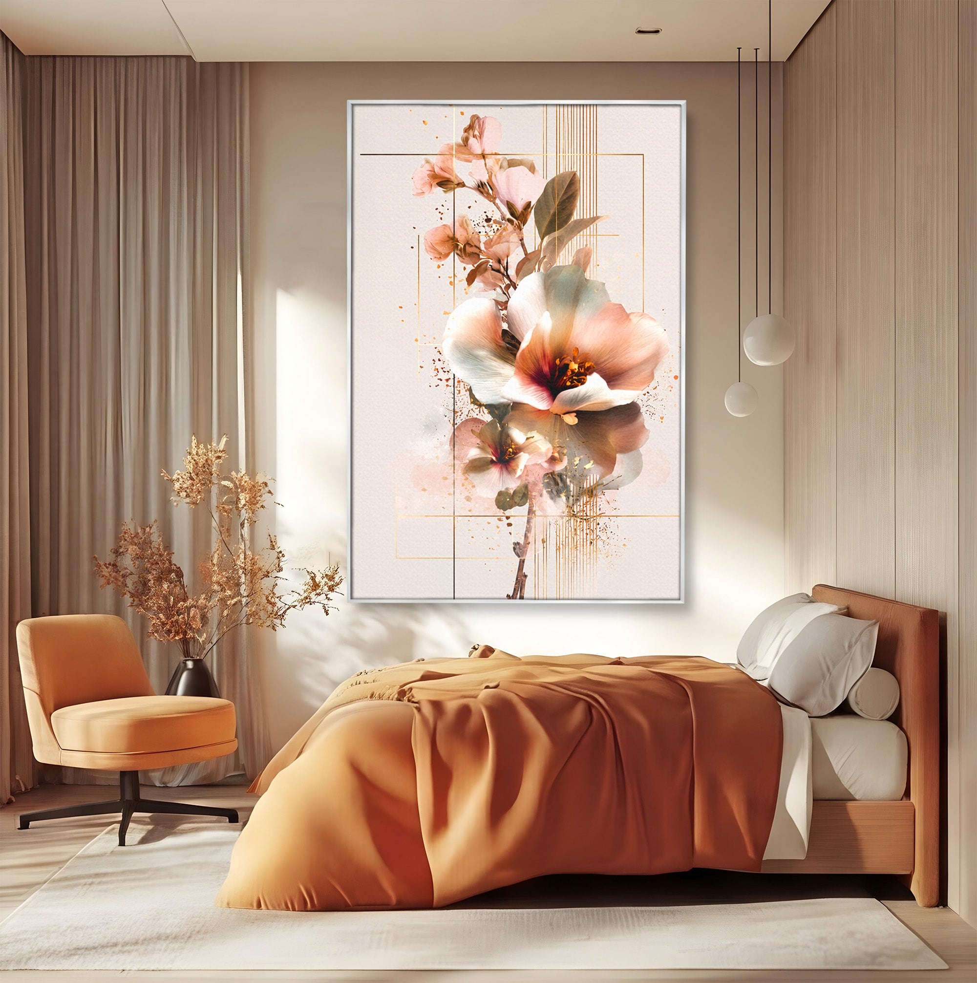 Tablou Canvas Premium LuxCanva® A1787, Flori Delicate, Flori, Natura, Abstract, Eleganta, Living, Culori Vibrante