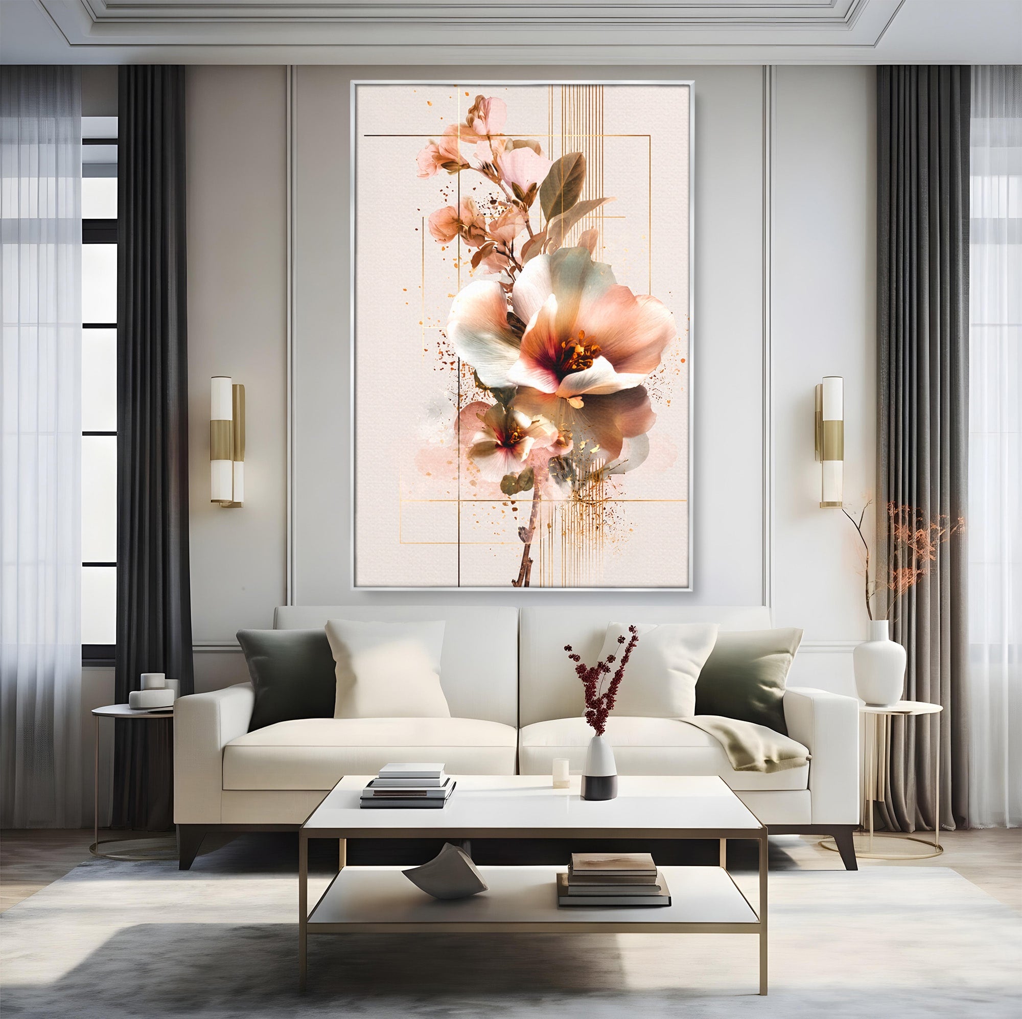 Tablou Canvas Premium LuxCanva® A1787, Flori Delicate, Flori, Natura, Abstract, Eleganta, Living, Culori Vibrante