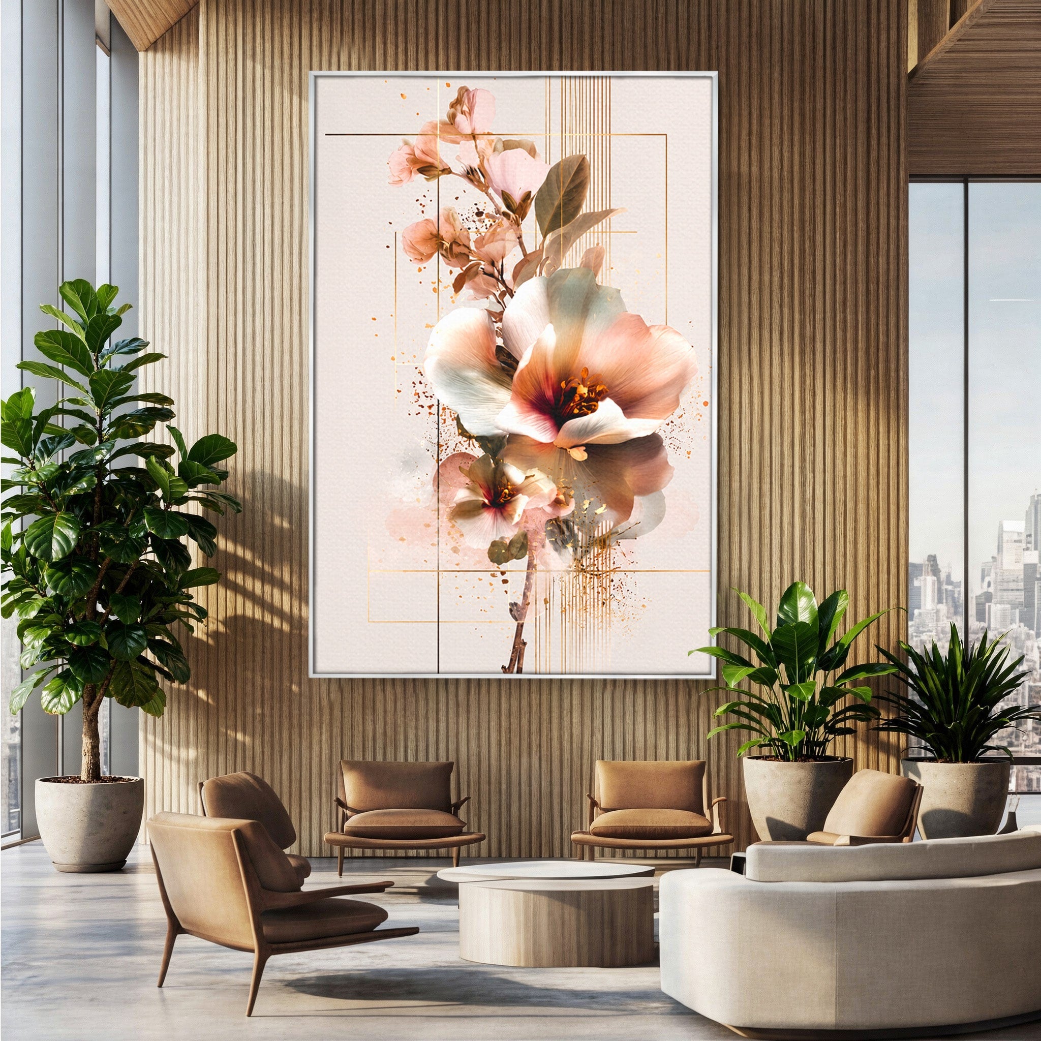 Tablou Canvas Premium LuxCanva® A1787, Flori Delicate, Flori, Natura, Abstract, Eleganta, Living, Culori Vibrante