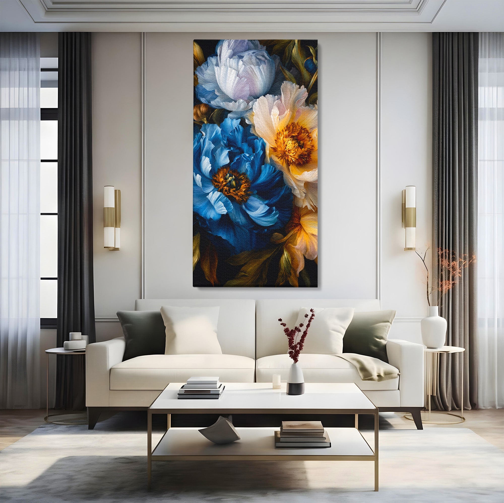 Tablou Canvas Premium LuxCanva® A1788, Buchet De Pivonii, Pivonii, Flori, Natura, Eleganta, Living, Culori Vibrante