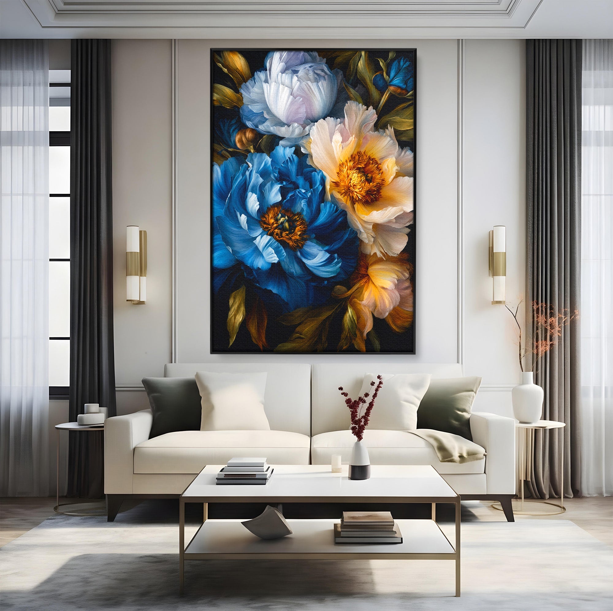 Tablou Canvas Premium LuxCanva® A1788, Buchet De Pivonii, Pivonii, Flori, Natura, Eleganta, Living, Culori Vibrante