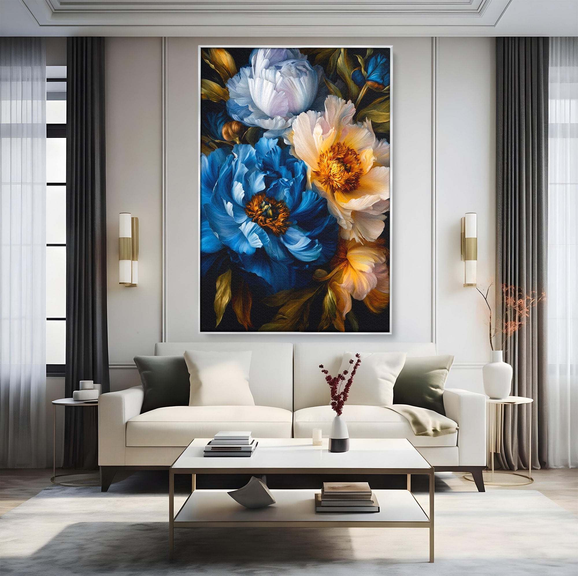 Tablou Canvas Premium LuxCanva® A1788, Buchet De Pivonii, Pivonii, Flori, Natura, Eleganta, Living, Culori Vibrante