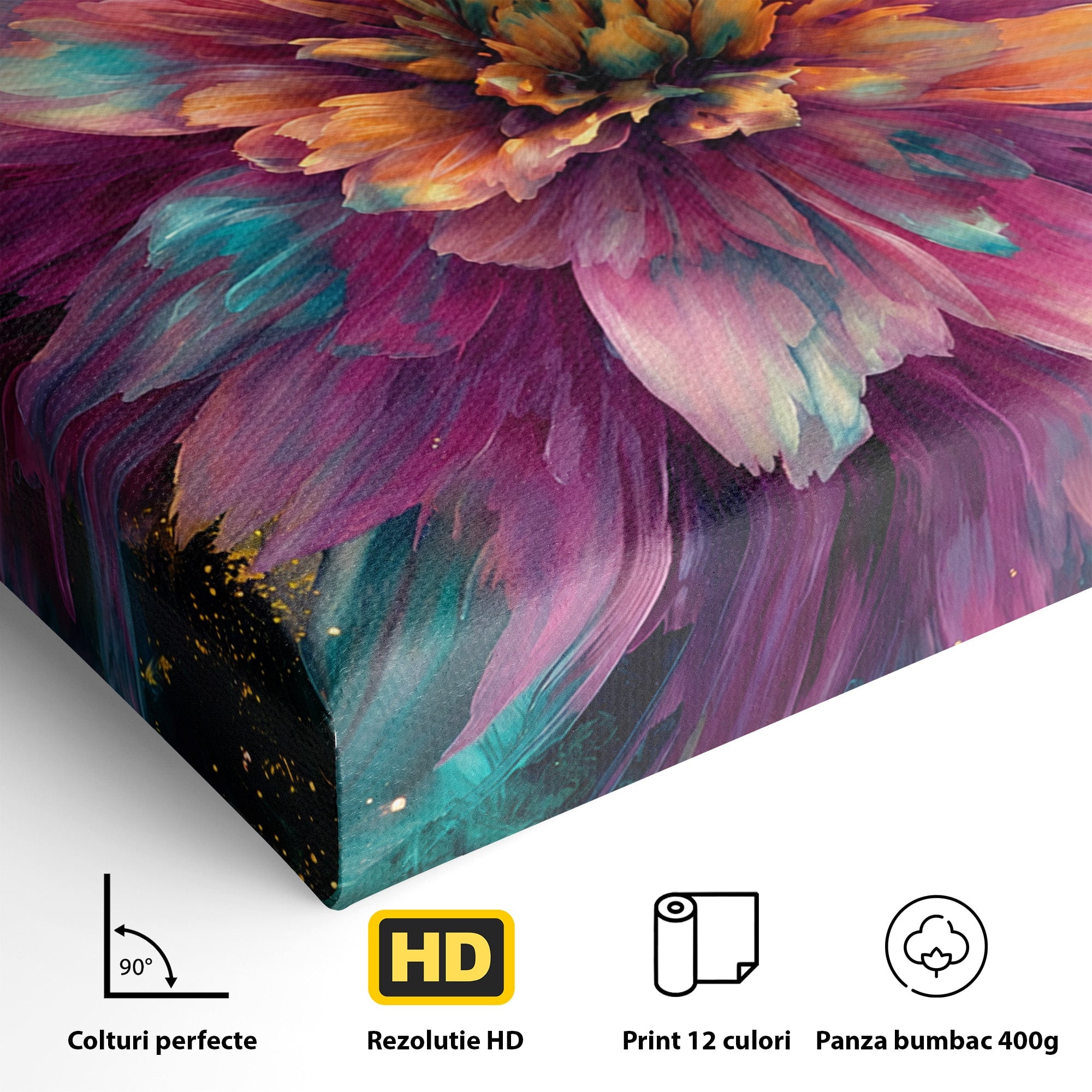 Tablou Canvas Premium LuxCanva® A1790, Floare Cosmica, Floare, Abstract, Natura, Living, Dormitor, Culori Vibrante