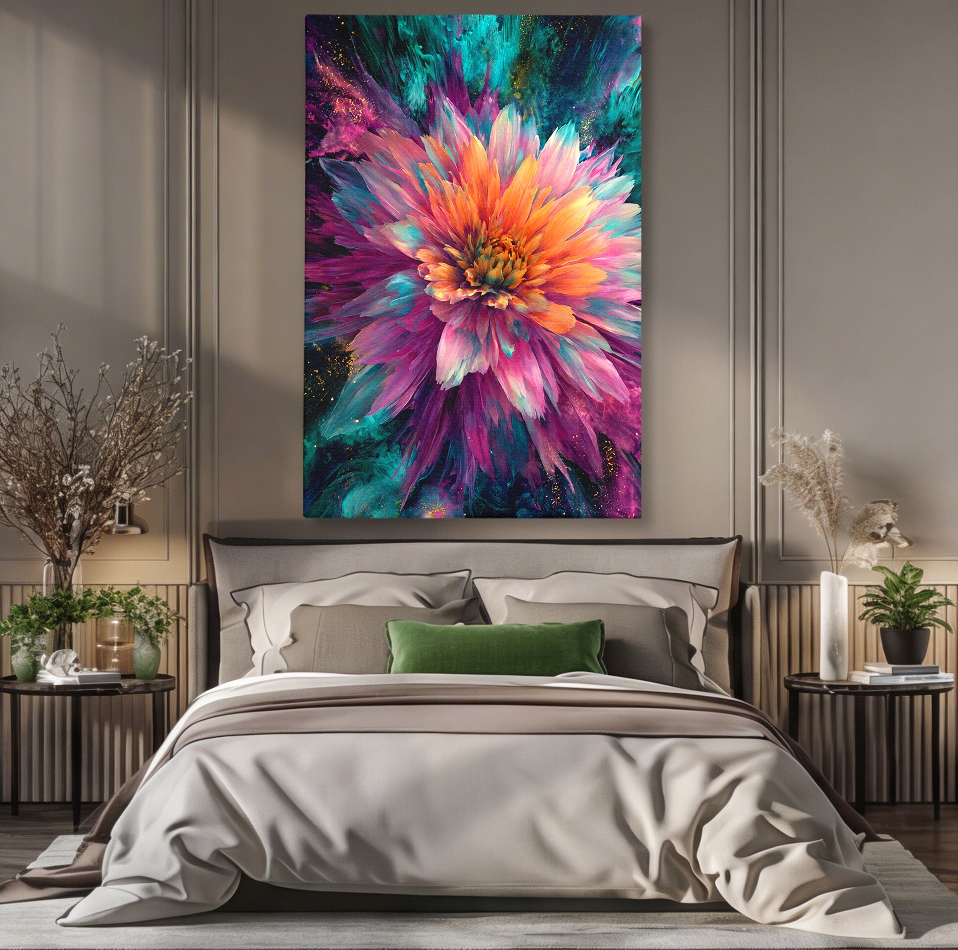 Tablou Canvas Premium LuxCanva® A1790, Floare Cosmica, Floare, Abstract, Natura, Living, Dormitor, Culori Vibrante