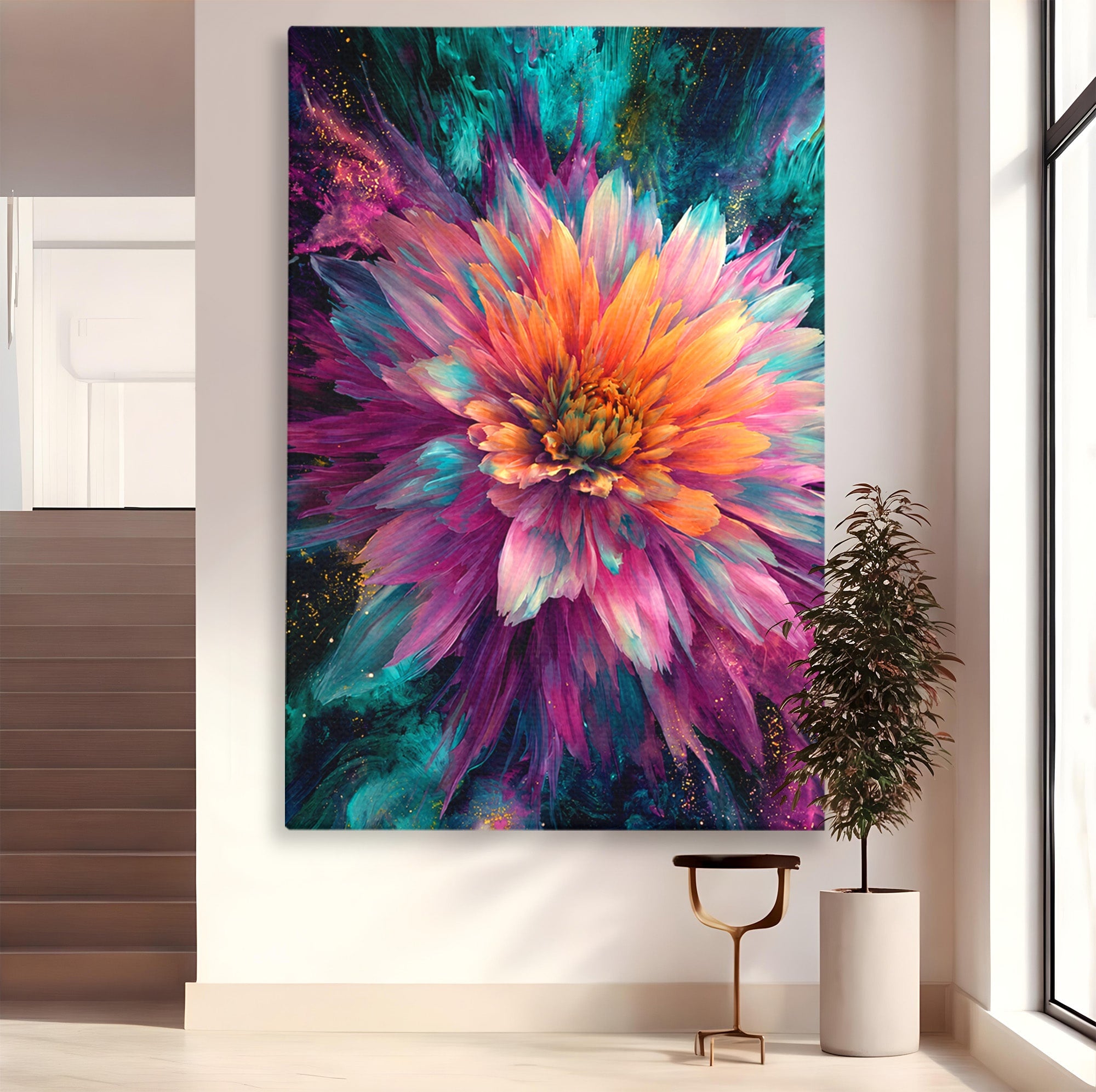 Tablou Canvas Premium LuxCanva® A1790, Floare Cosmica, Floare, Abstract, Natura, Living, Dormitor, Culori Vibrante