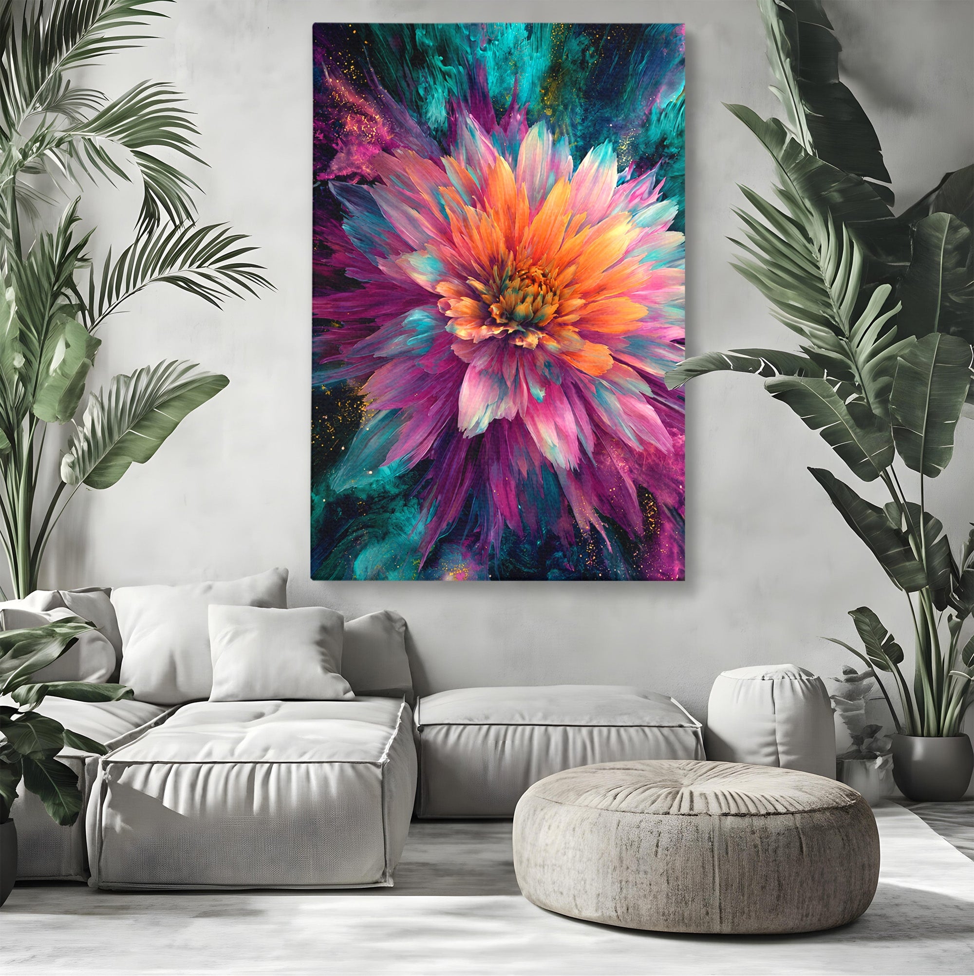 Tablou Canvas Premium LuxCanva® A1790, Floare Cosmica, Floare, Abstract, Natura, Living, Dormitor, Culori Vibrante