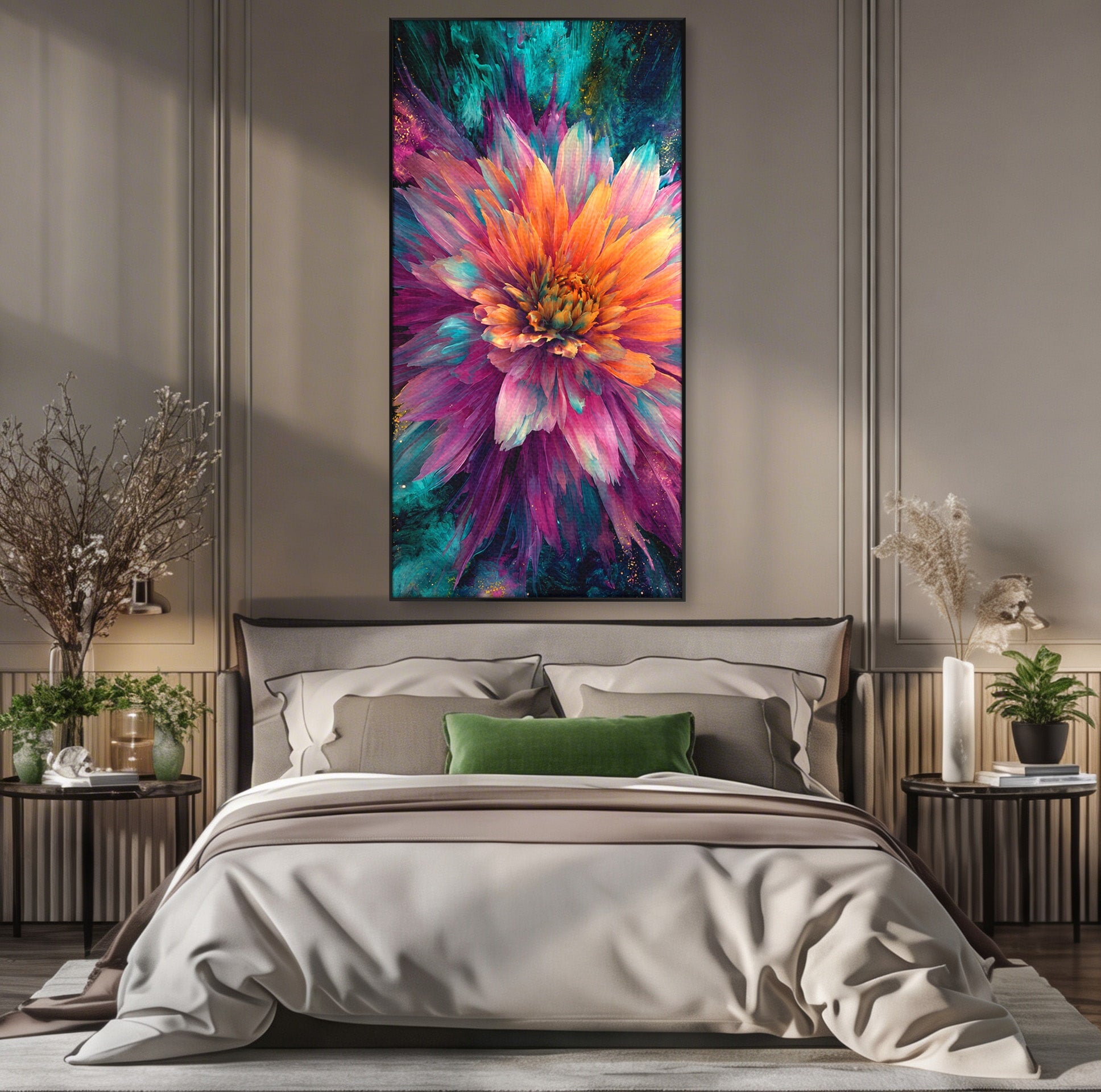 Tablou Canvas Premium LuxCanva® A1790, Floare Cosmica, Floare, Abstract, Natura, Living, Dormitor, Culori Vibrante