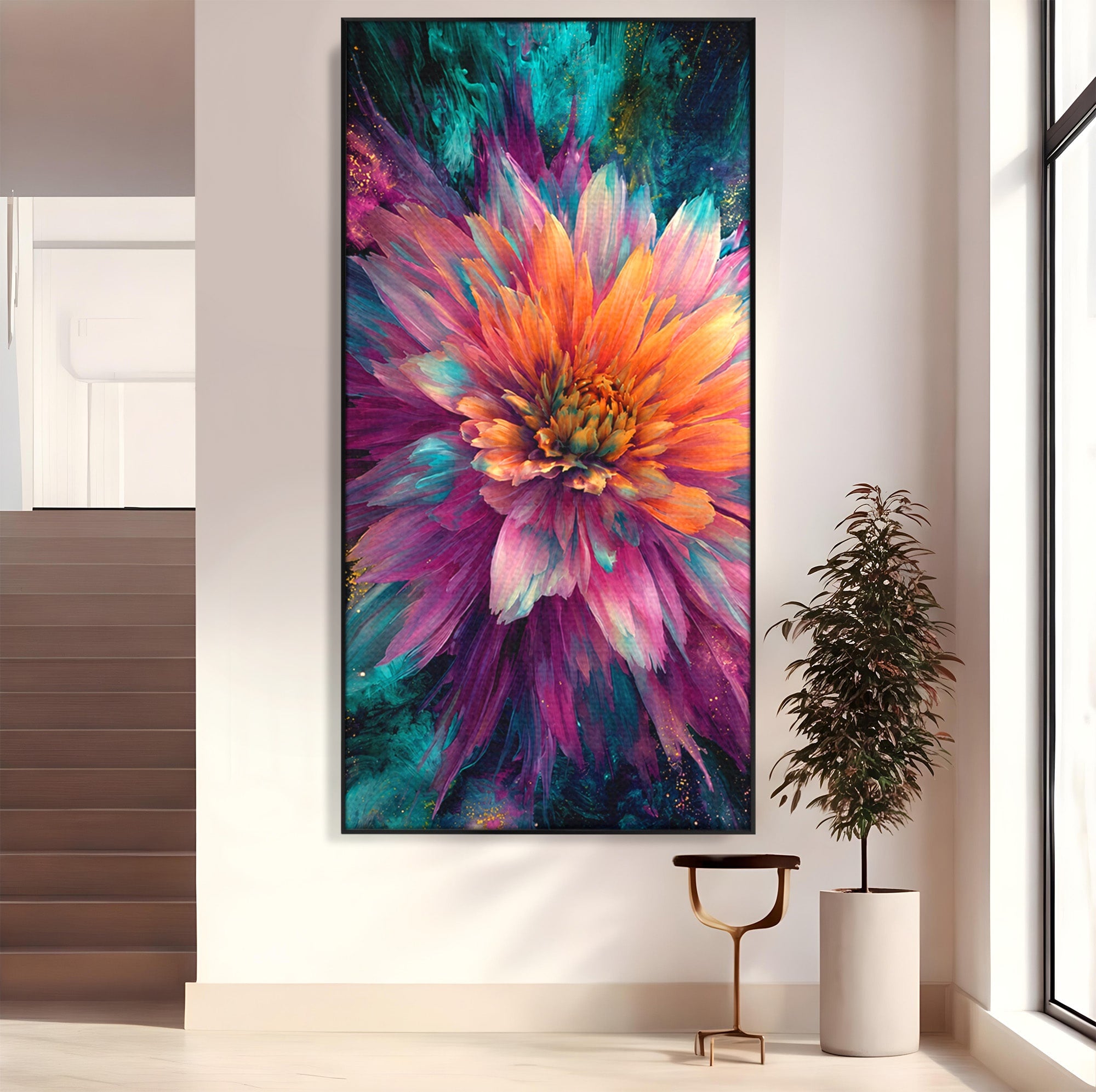 Tablou Canvas Premium LuxCanva® A1790, Floare Cosmica, Floare, Abstract, Natura, Living, Dormitor, Culori Vibrante