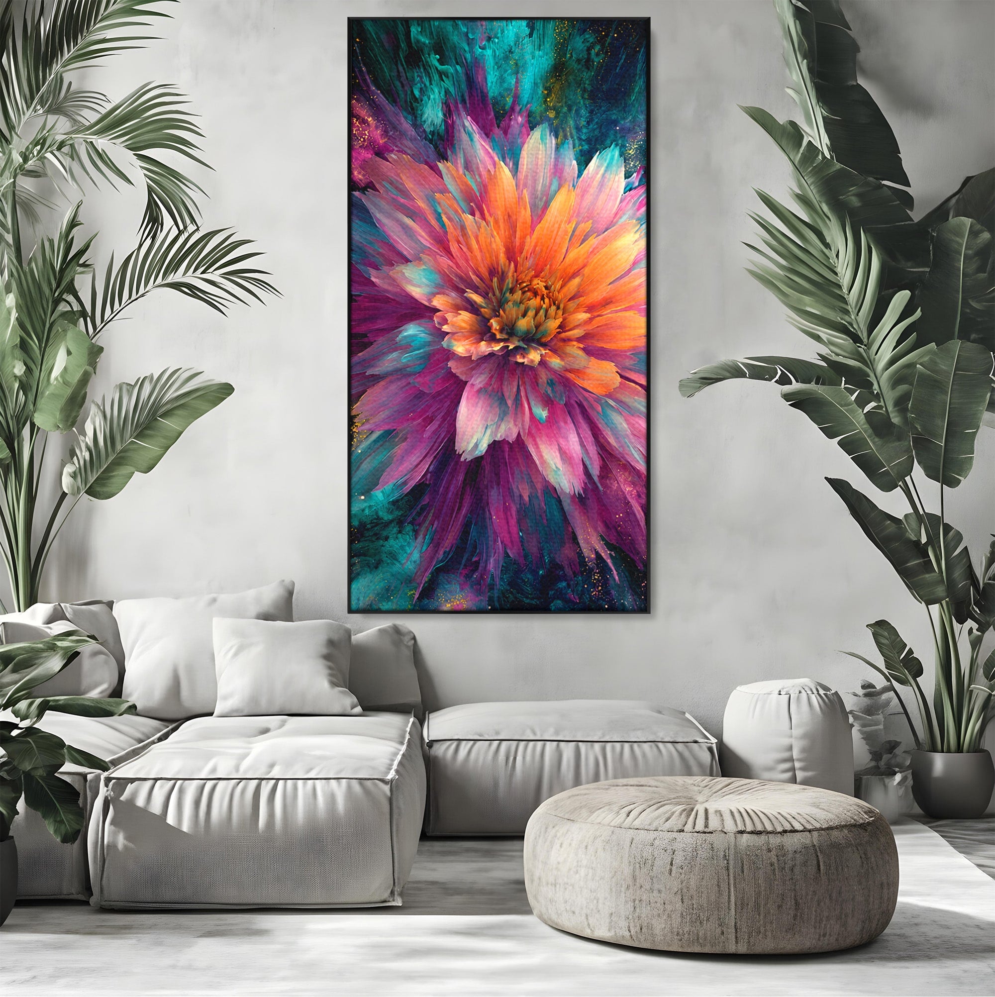 Tablou Canvas Premium LuxCanva® A1790, Floare Cosmica, Floare, Abstract, Natura, Living, Dormitor, Culori Vibrante