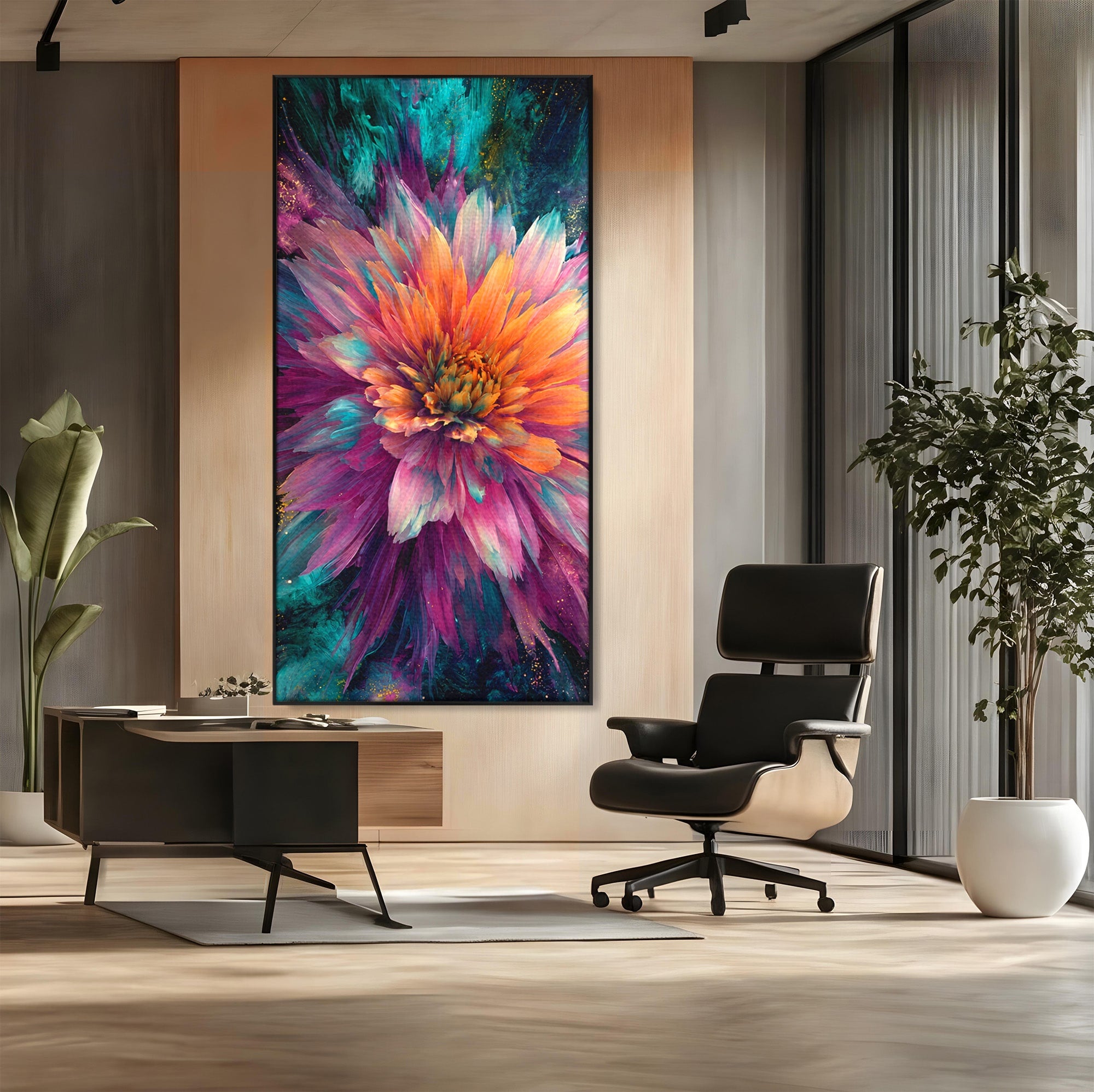 Tablou Canvas Premium LuxCanva® A1790, Floare Cosmica, Floare, Abstract, Natura, Living, Dormitor, Culori Vibrante