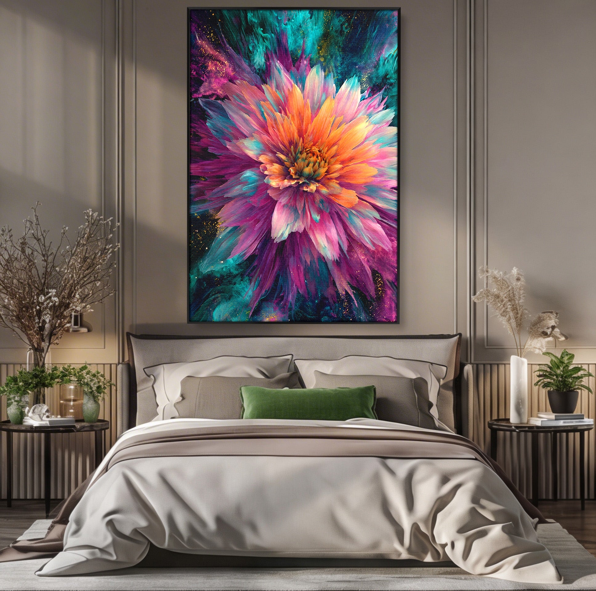 Tablou Canvas Premium LuxCanva® A1790, Floare Cosmica, Floare, Abstract, Natura, Living, Dormitor, Culori Vibrante
