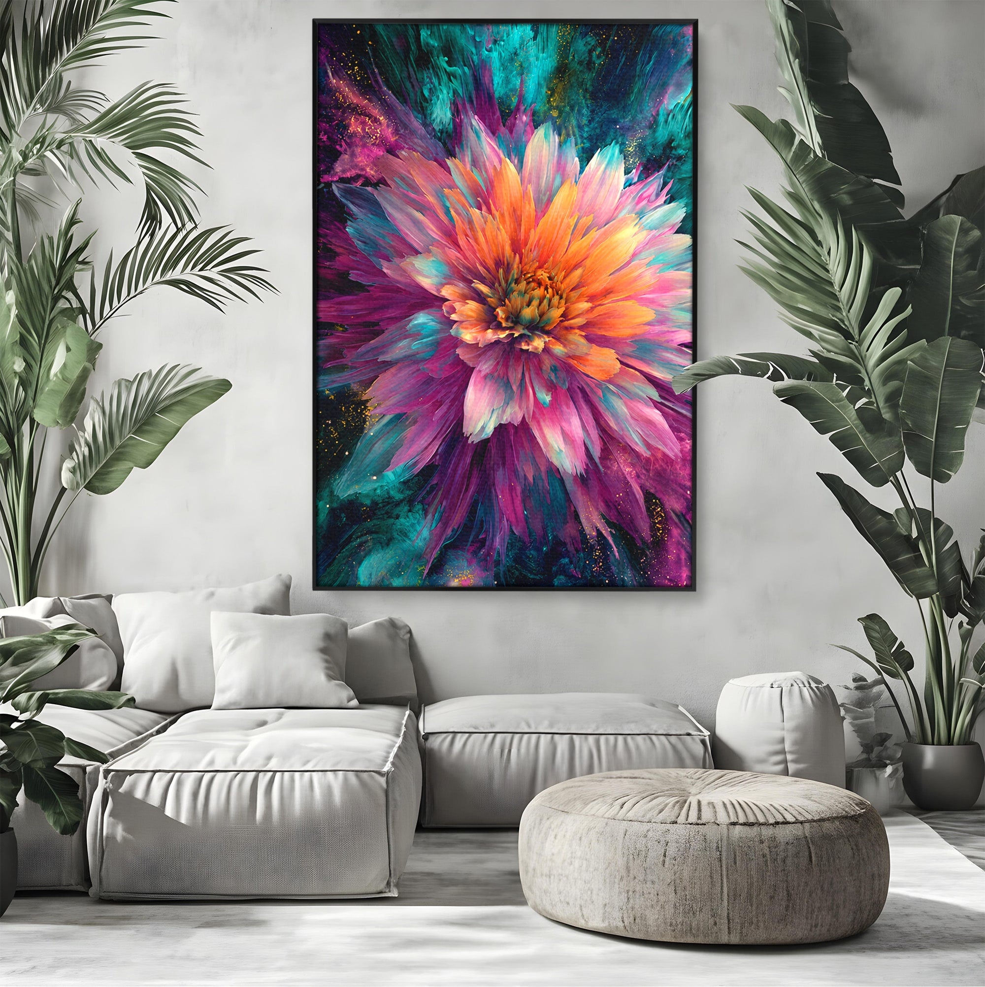 Tablou Canvas Premium LuxCanva® A1790, Floare Cosmica, Floare, Abstract, Natura, Living, Dormitor, Culori Vibrante
