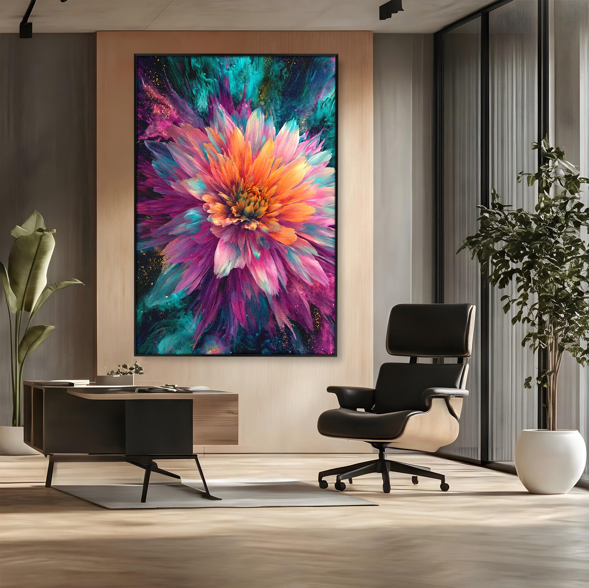 Tablou Canvas Premium LuxCanva® A1790, Floare Cosmica, Floare, Abstract, Natura, Living, Dormitor, Culori Vibrante