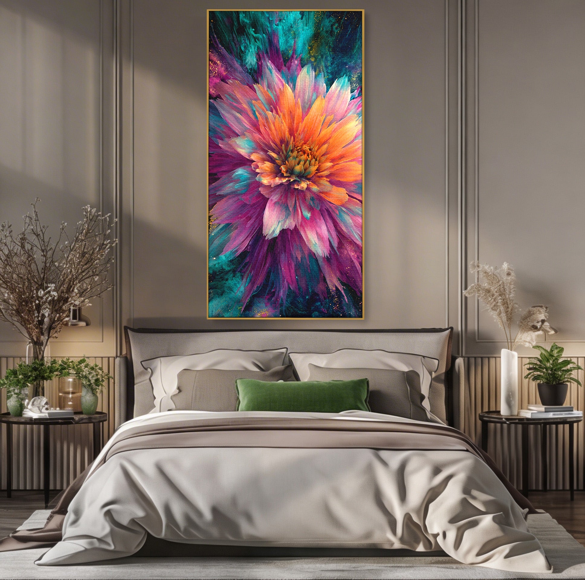 Tablou Canvas Premium LuxCanva® A1790, Floare Cosmica, Floare, Abstract, Natura, Living, Dormitor, Culori Vibrante