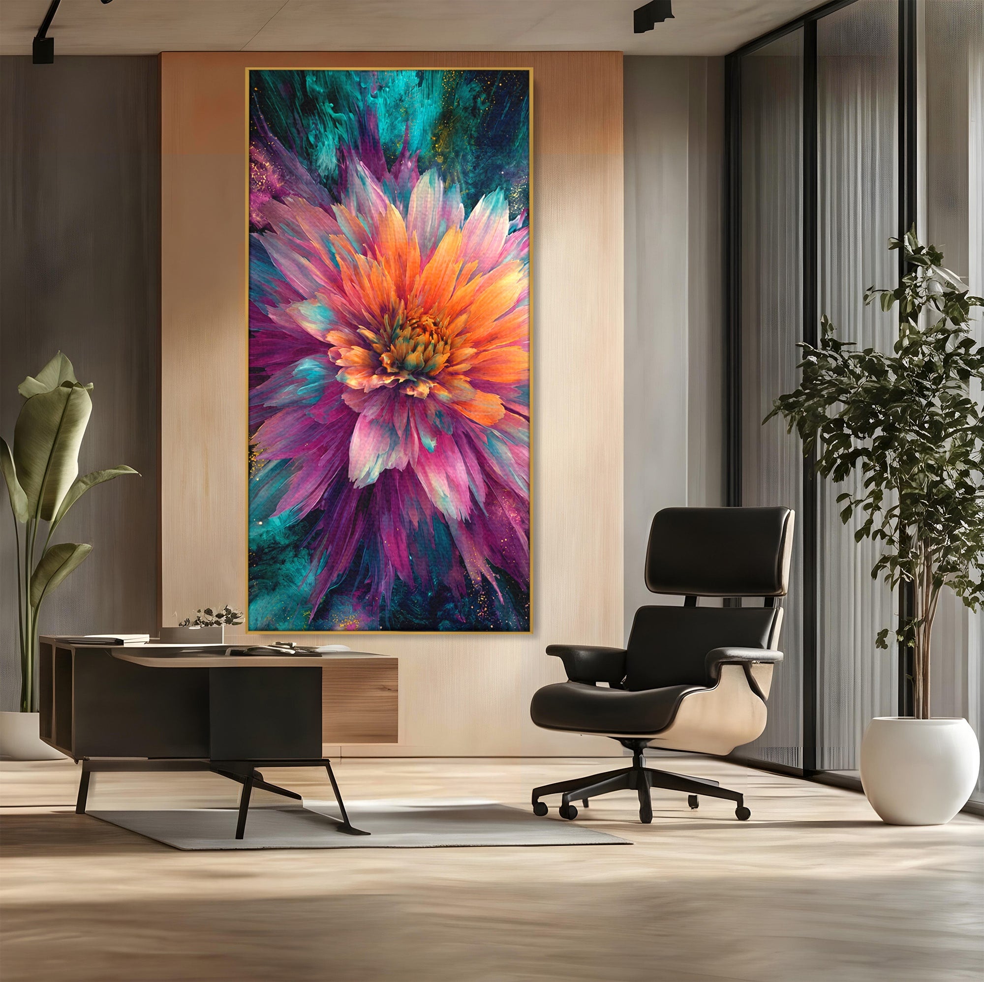Tablou Canvas Premium LuxCanva® A1790, Floare Cosmica, Floare, Abstract, Natura, Living, Dormitor, Culori Vibrante