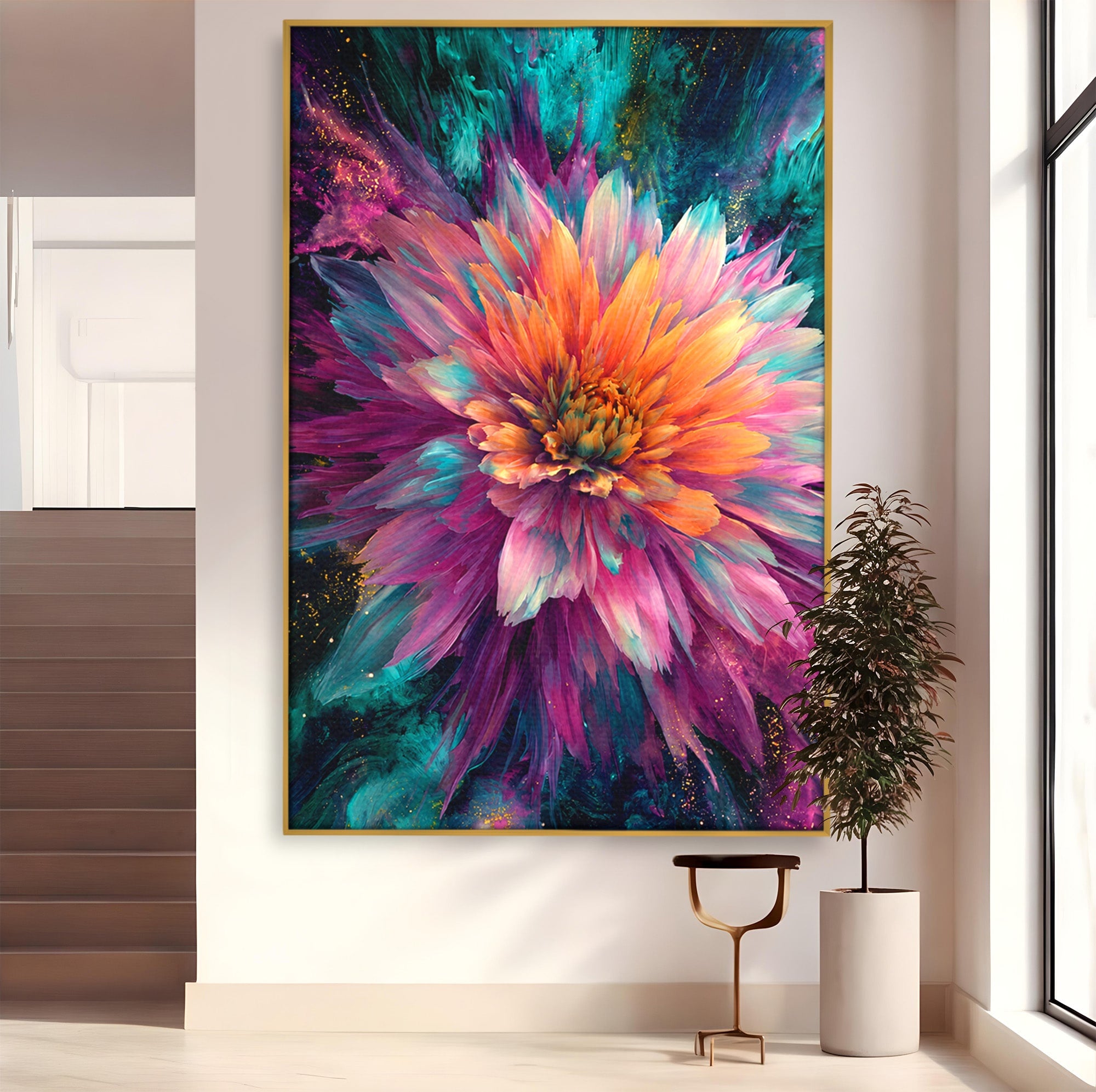 Tablou Canvas Premium LuxCanva® A1790, Floare Cosmica, Floare, Abstract, Natura, Living, Dormitor, Culori Vibrante