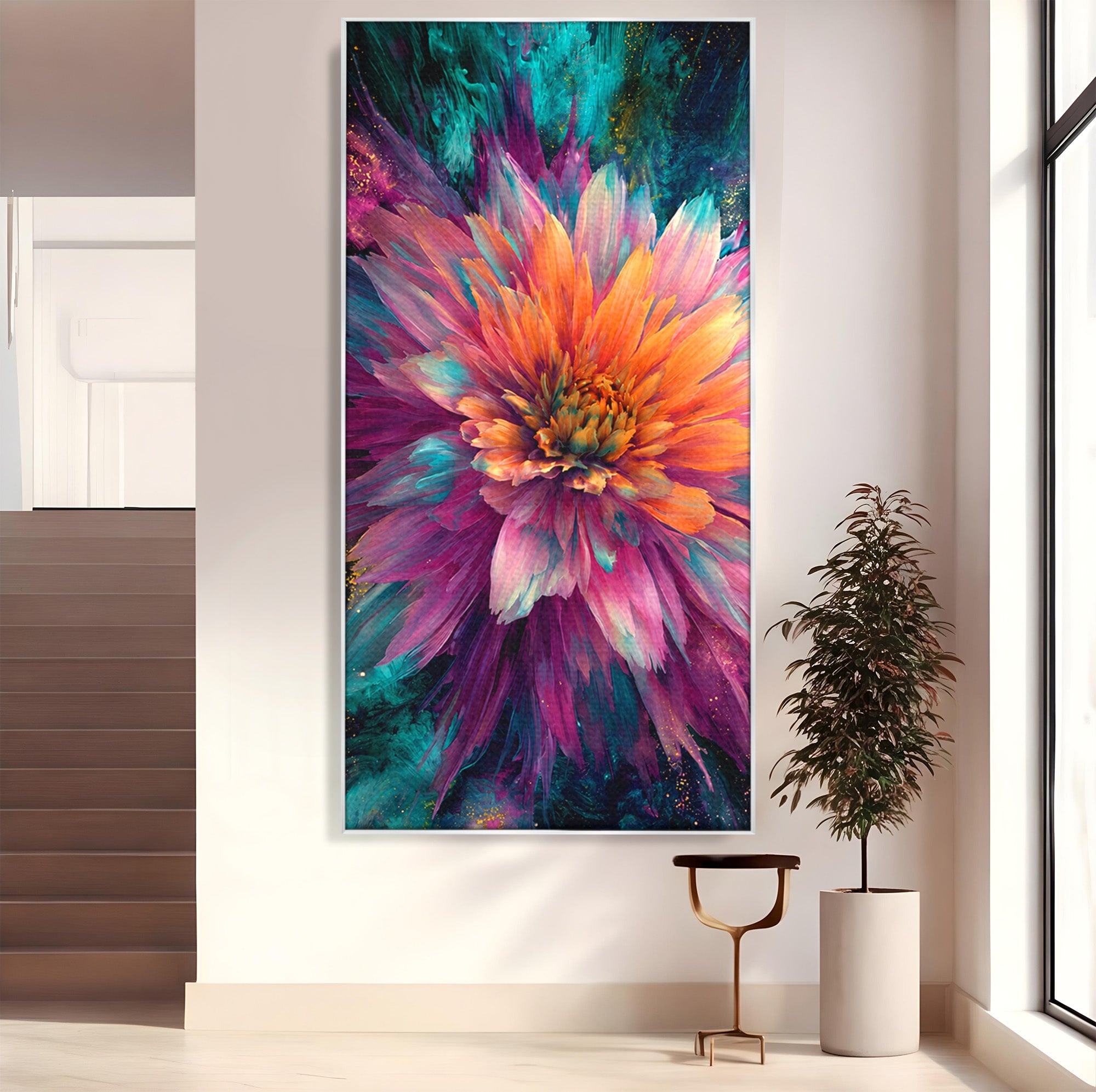 Tablou Canvas Premium LuxCanva® A1790, Floare Cosmica, Floare, Abstract, Natura, Living, Dormitor, Culori Vibrante